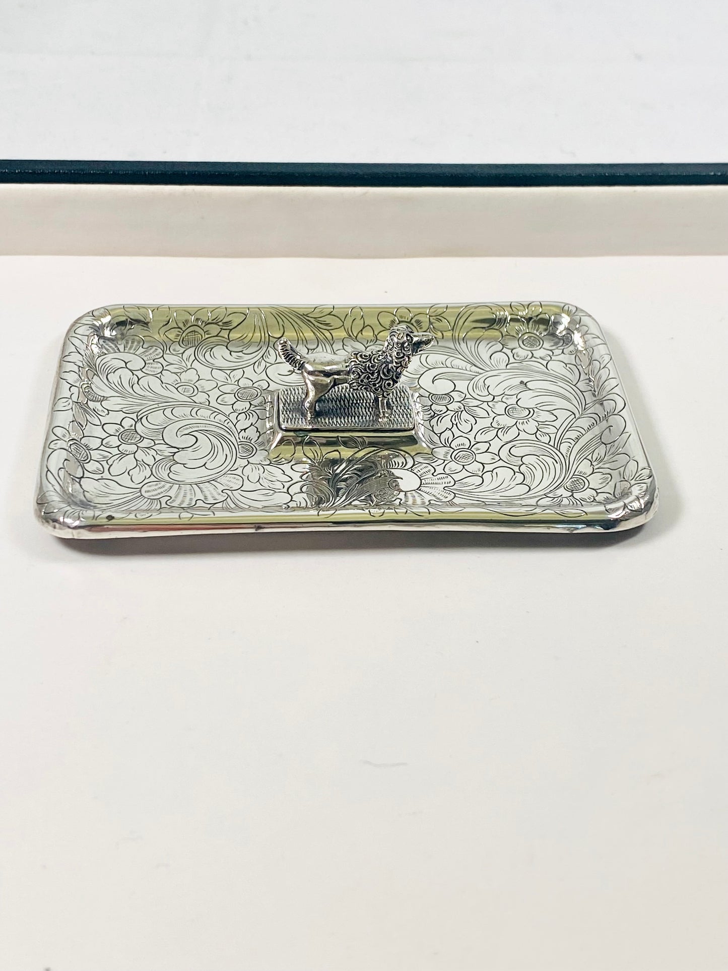 Antique Early to Mid Century Viennese .812 Silver Poodle Novelty Dish