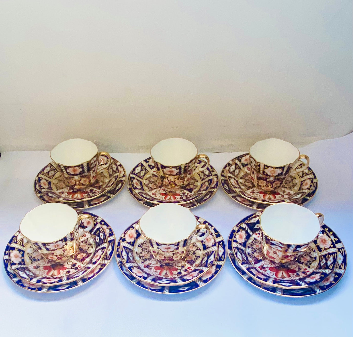 Vintage Royal Crown Derby Old Imari Pattern 2451 Teacup Trios Circa 1939 - 6 Available