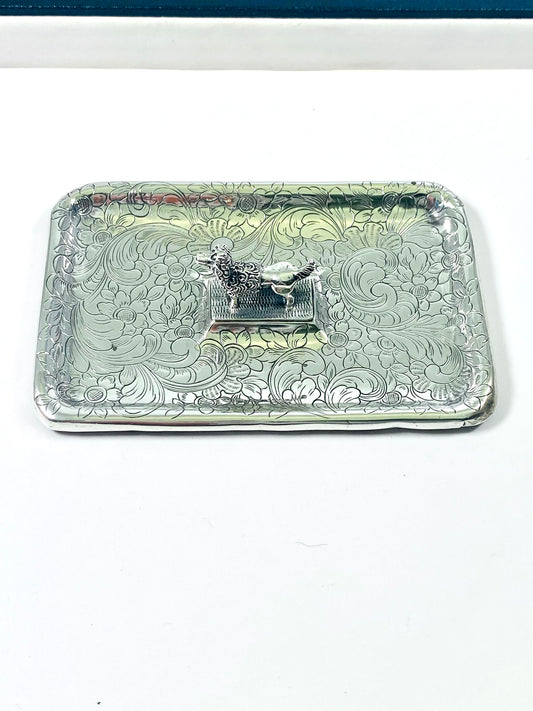 Antique Early to Mid Century Viennese .812 Silver Poodle Novelty Dish