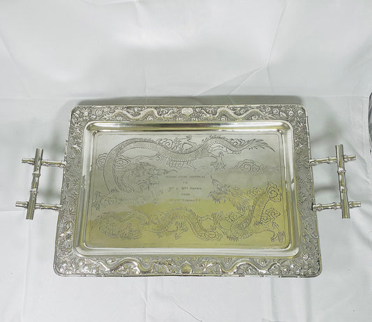 Late 19th century to early 20th century .850 Chinese Export Silver tray, Marked Jian Ji