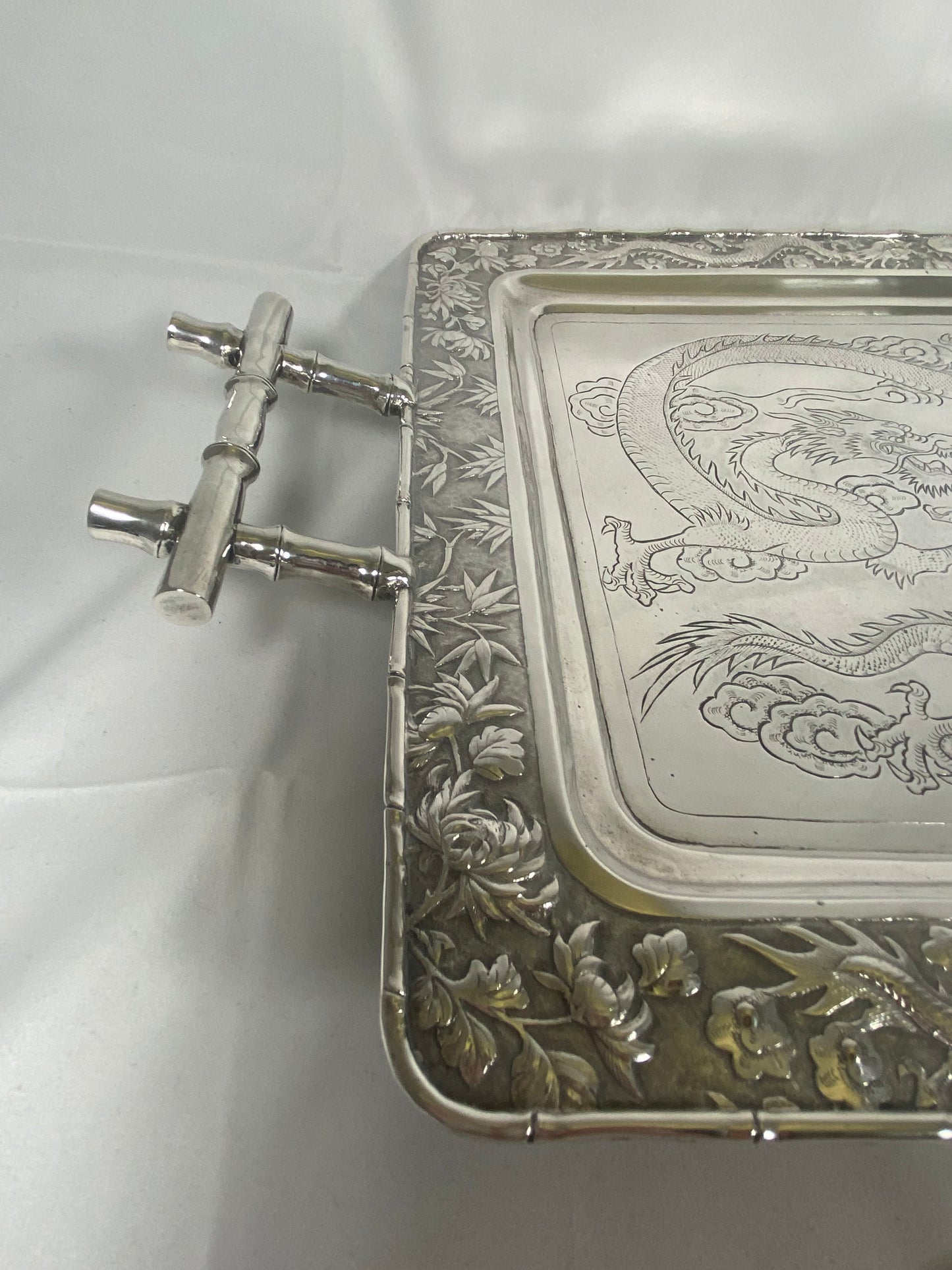 Late 19th century to early 20th century .850 Chinese Export Silver tray, Marked Jian Ji