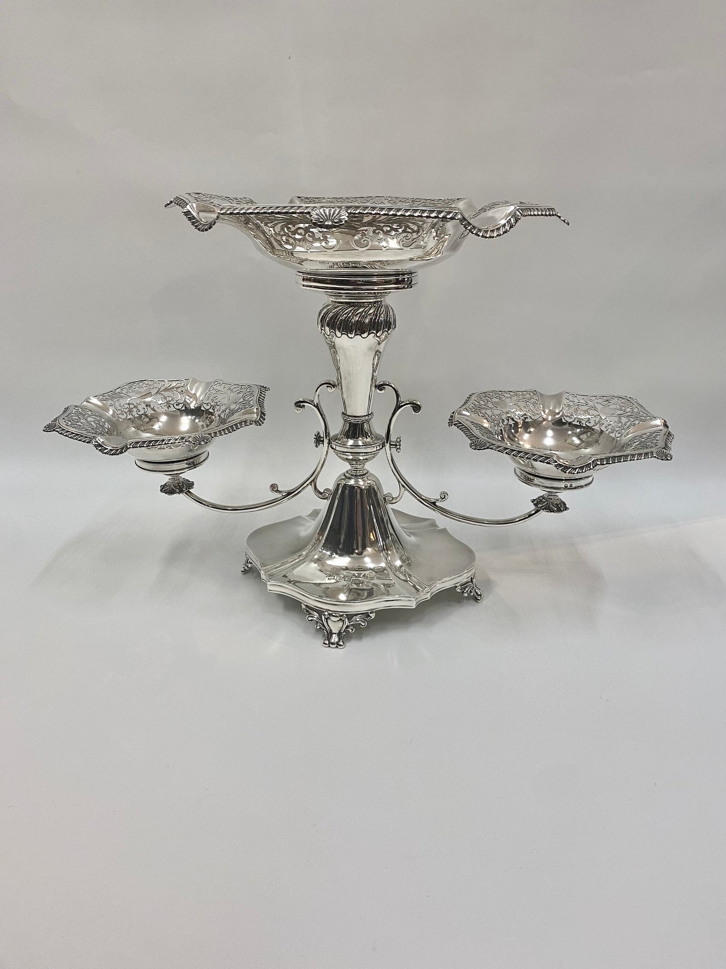 Monumental George V Hardy Brothers Fine Sterling Silver Epergne, Birmingham 1912