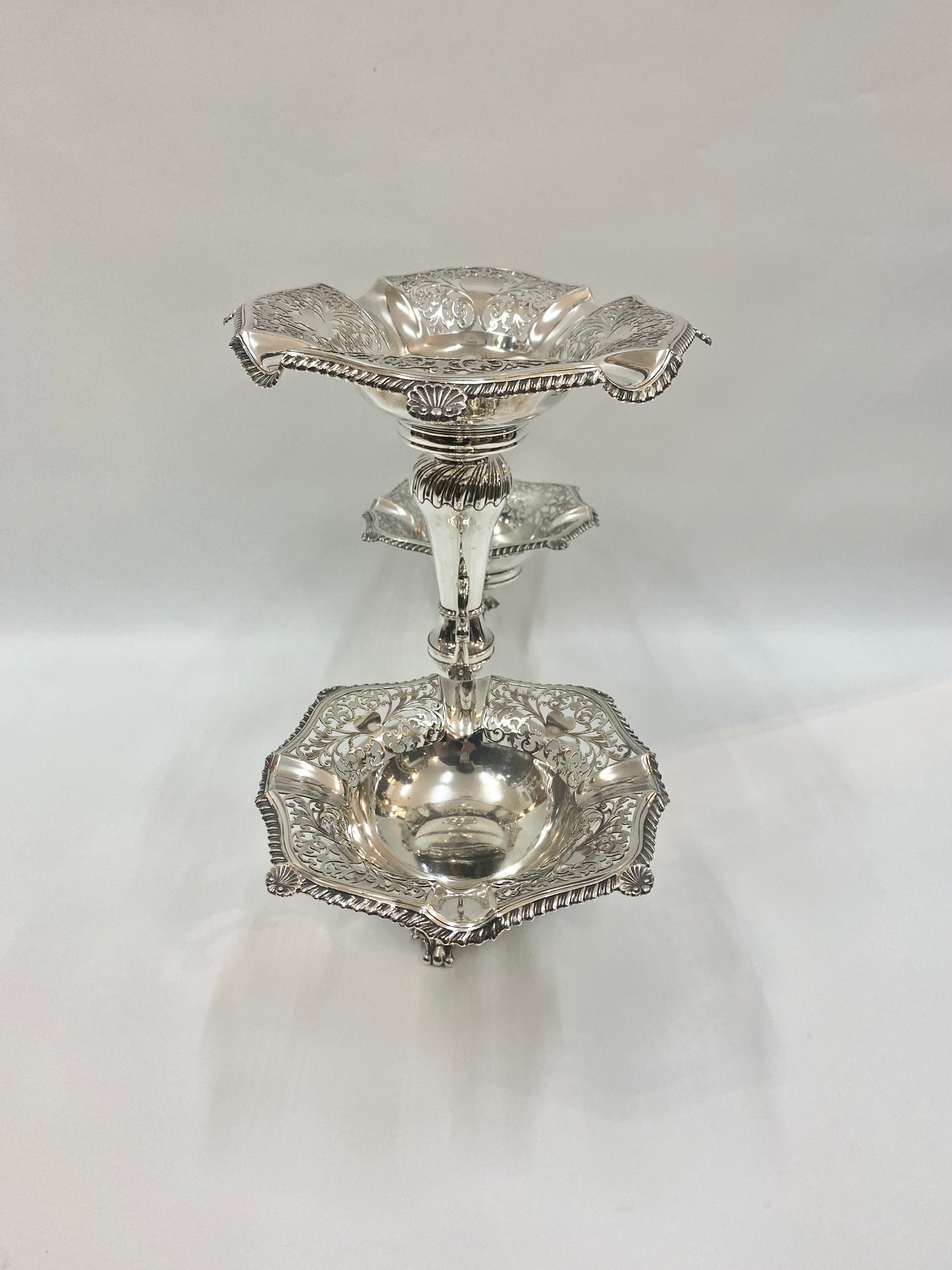 Monumental George V Hardy Brothers Fine Sterling Silver Epergne, Birmingham 1912