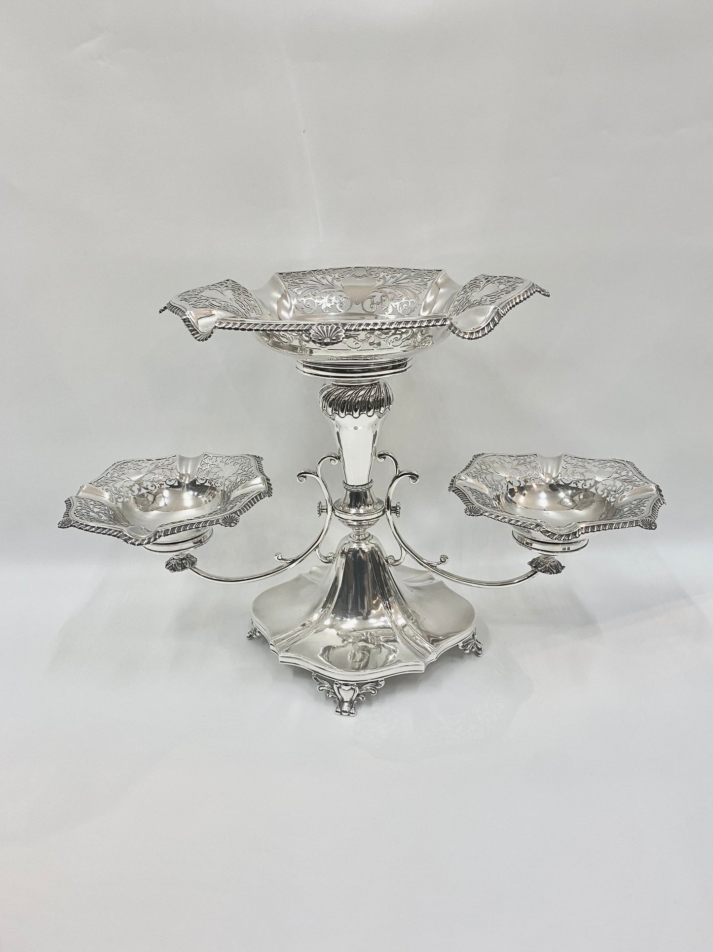 Monumental George V Hardy Brothers Fine Sterling Silver Epergne, Birmingham 1912