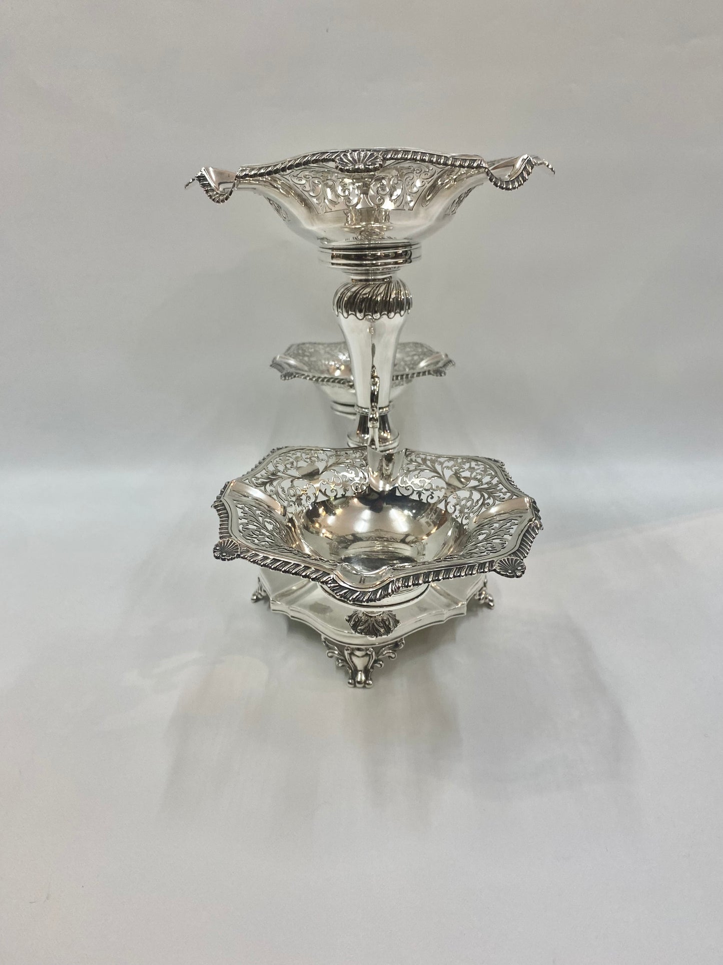 Monumental George V Hardy Brothers Fine Sterling Silver Epergne, Birmingham 1912