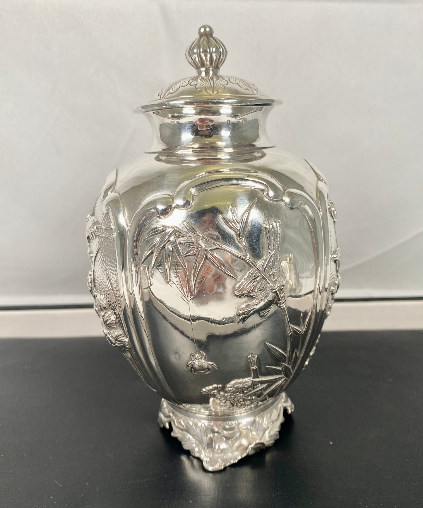 Antique Chinese export silver ginger jar, late 19th to early 20th century