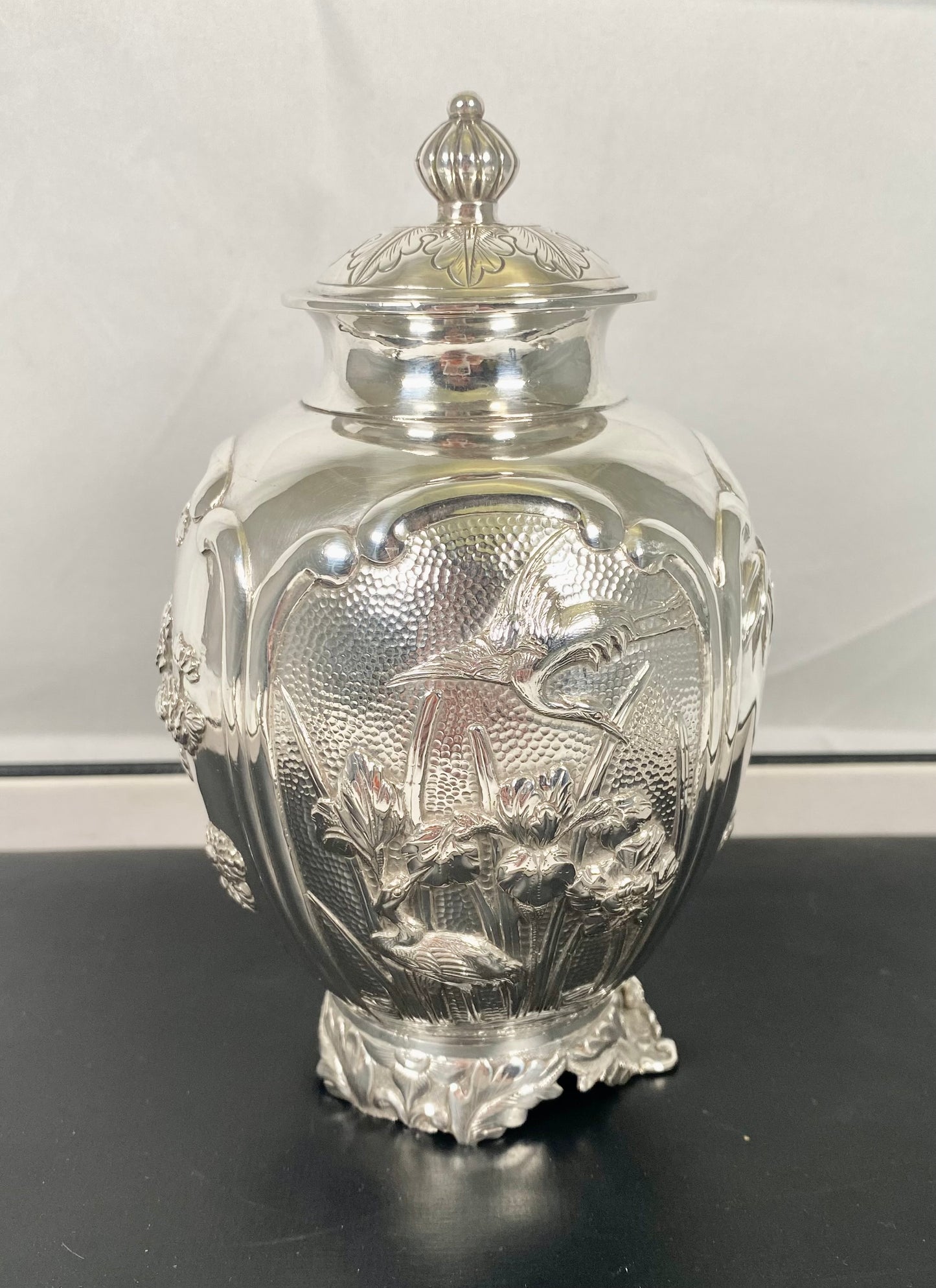 Antique Chinese export silver ginger jar, late 19th to early 20th century