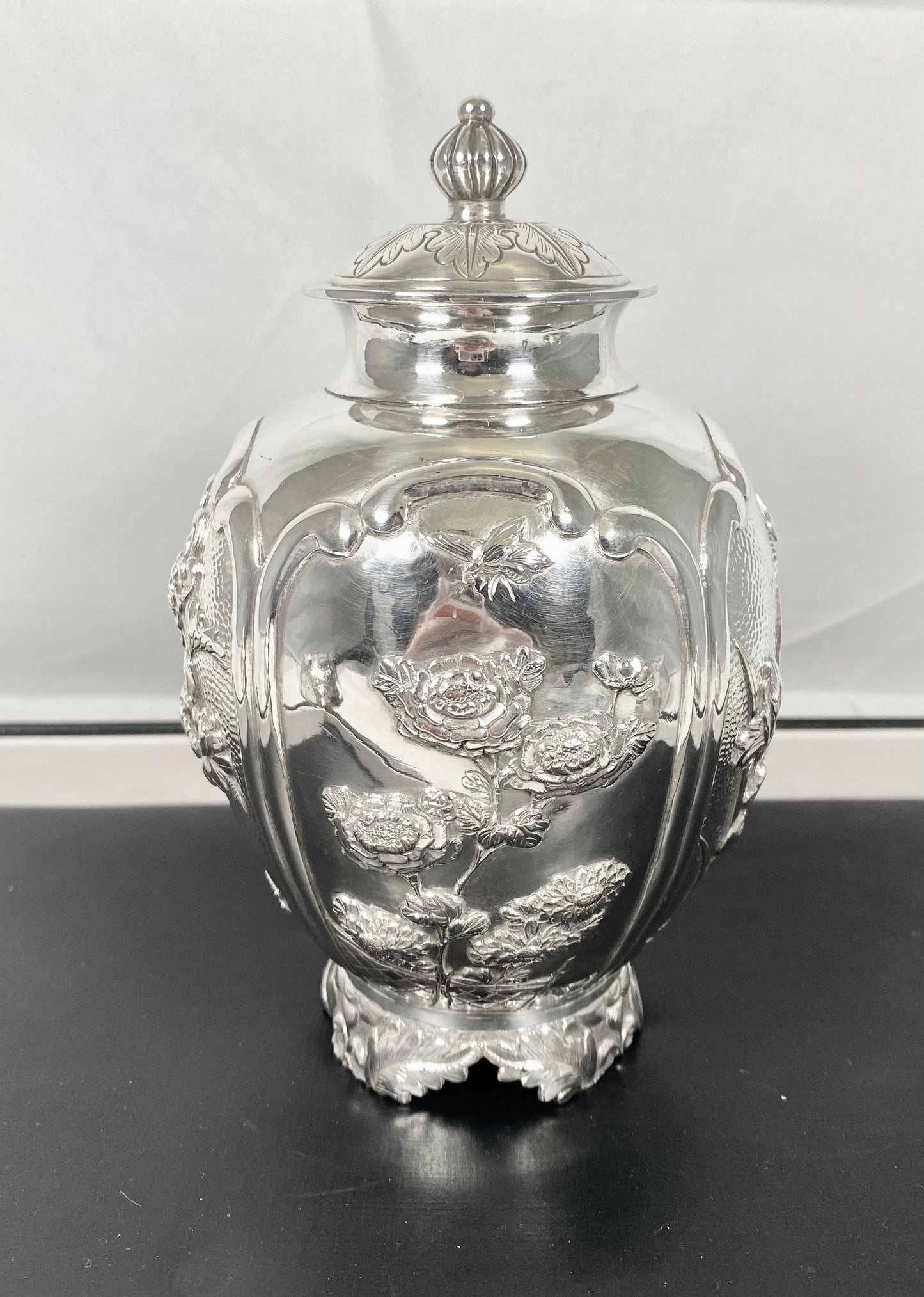 Antique Chinese export silver ginger jar, late 19th to early 20th century