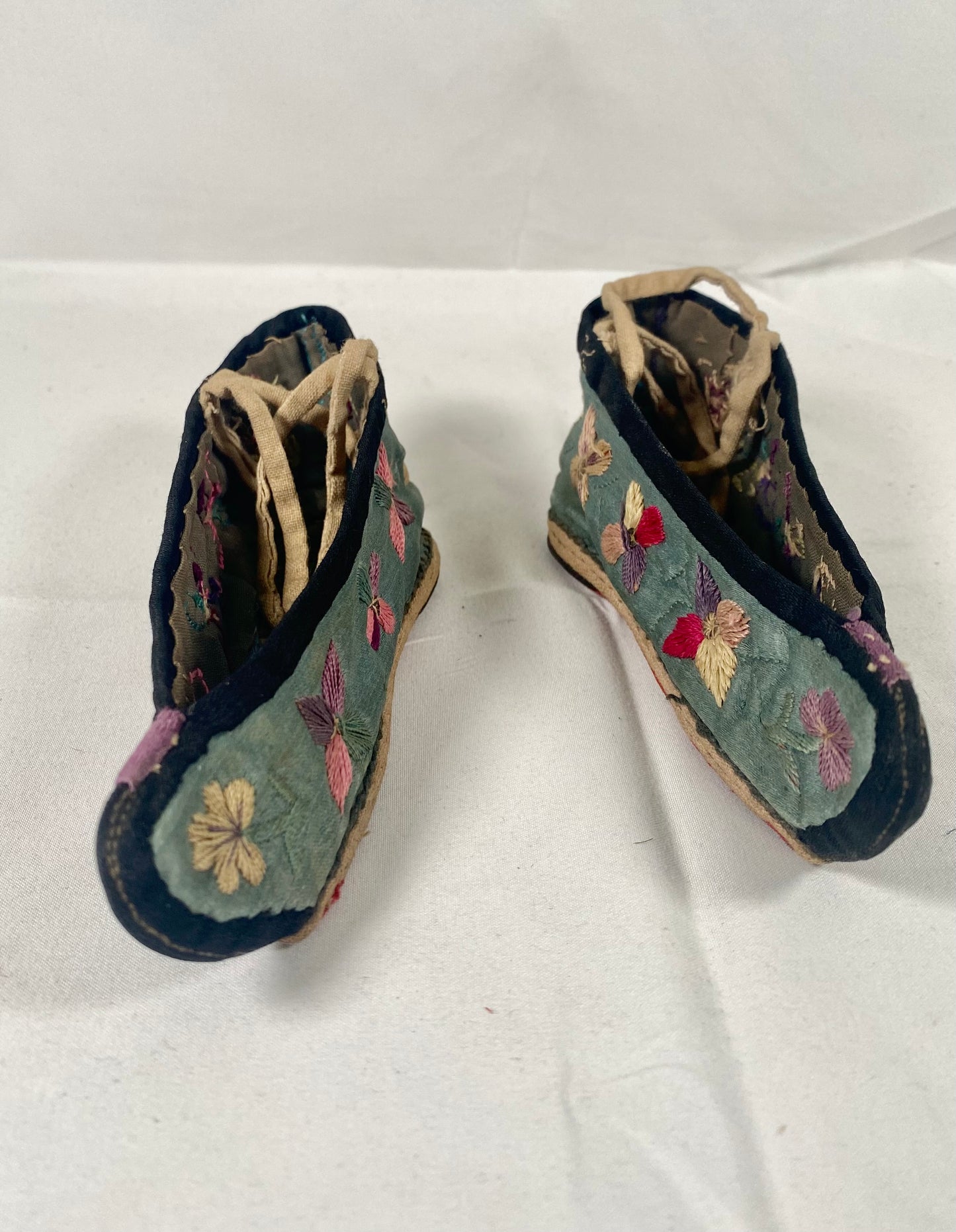 Antique Chinese Lotus / Golden Lily Shoes circa late 19th century with Red Soles
