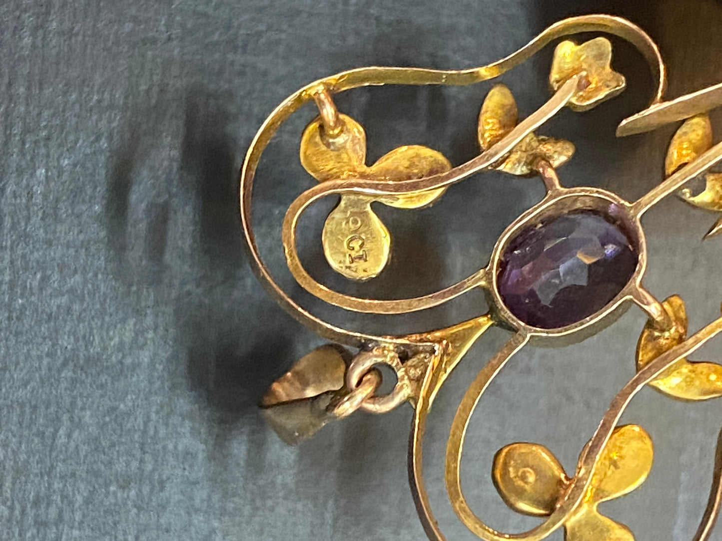 爱德华时代紫水晶和珍珠吊坠,镶嵌 9ct 金