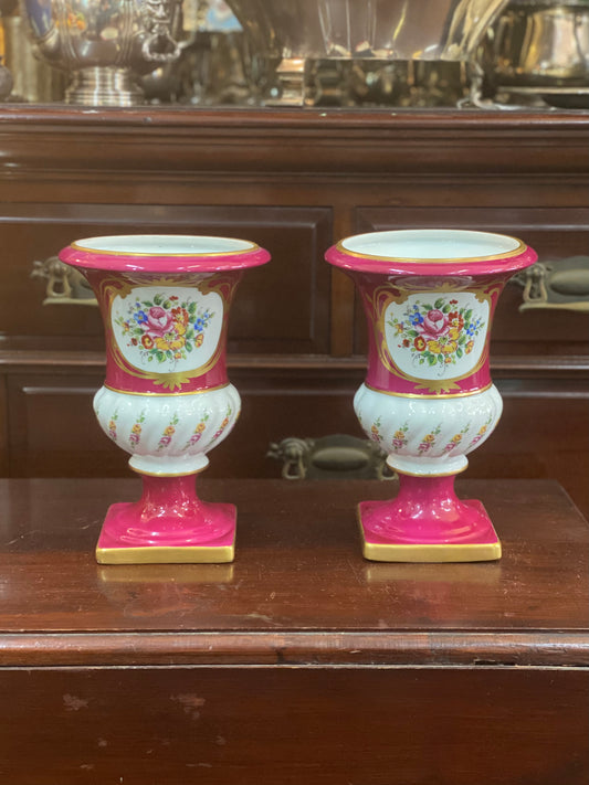 Pair of French Limoges Vases, Mid Century