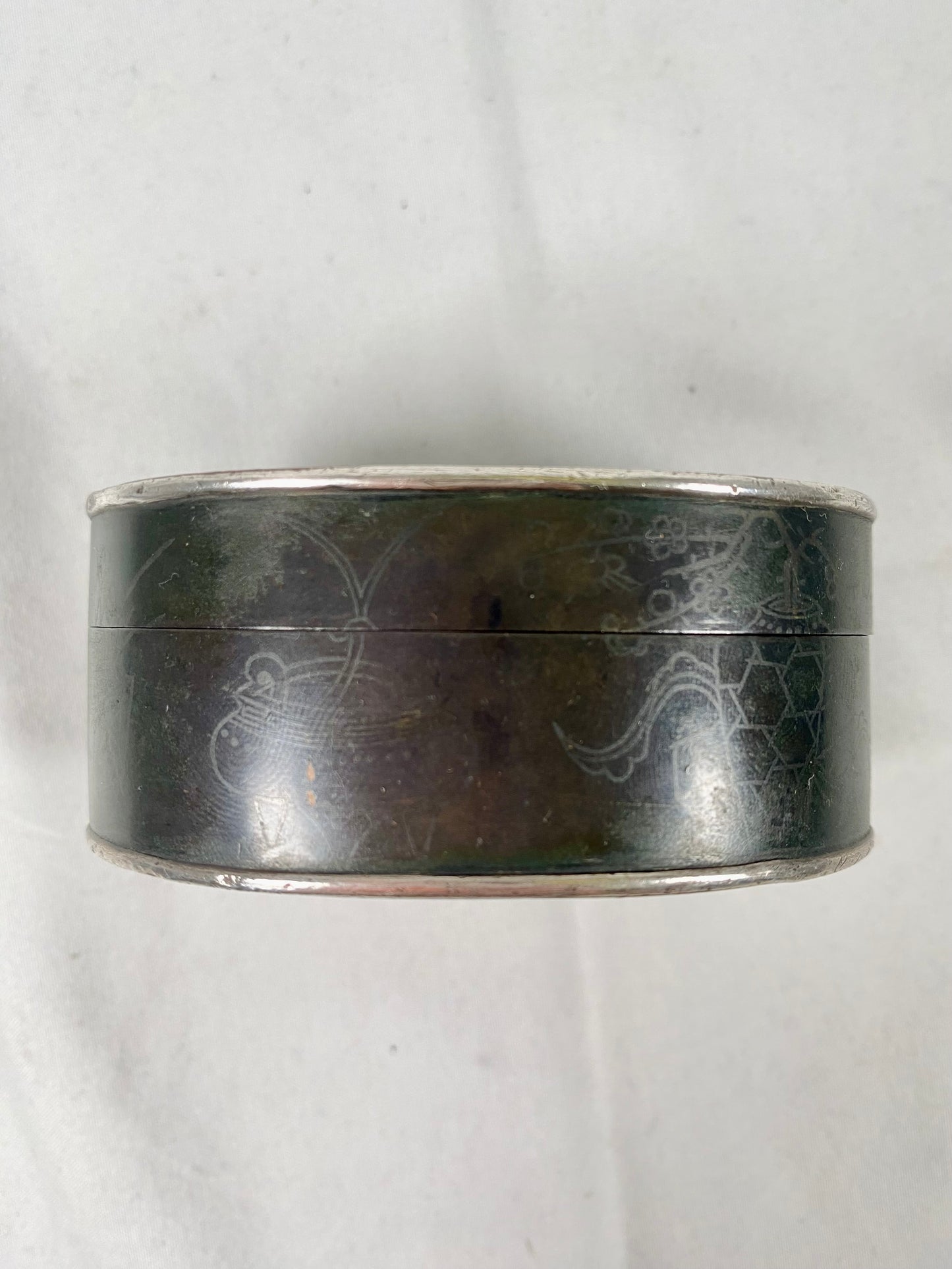 Antique, Rare & Historically Significant Late Qing Copper w Silver Inlay Ink Box, Inscription by Linshui County Magistrate Yuan Jiadun