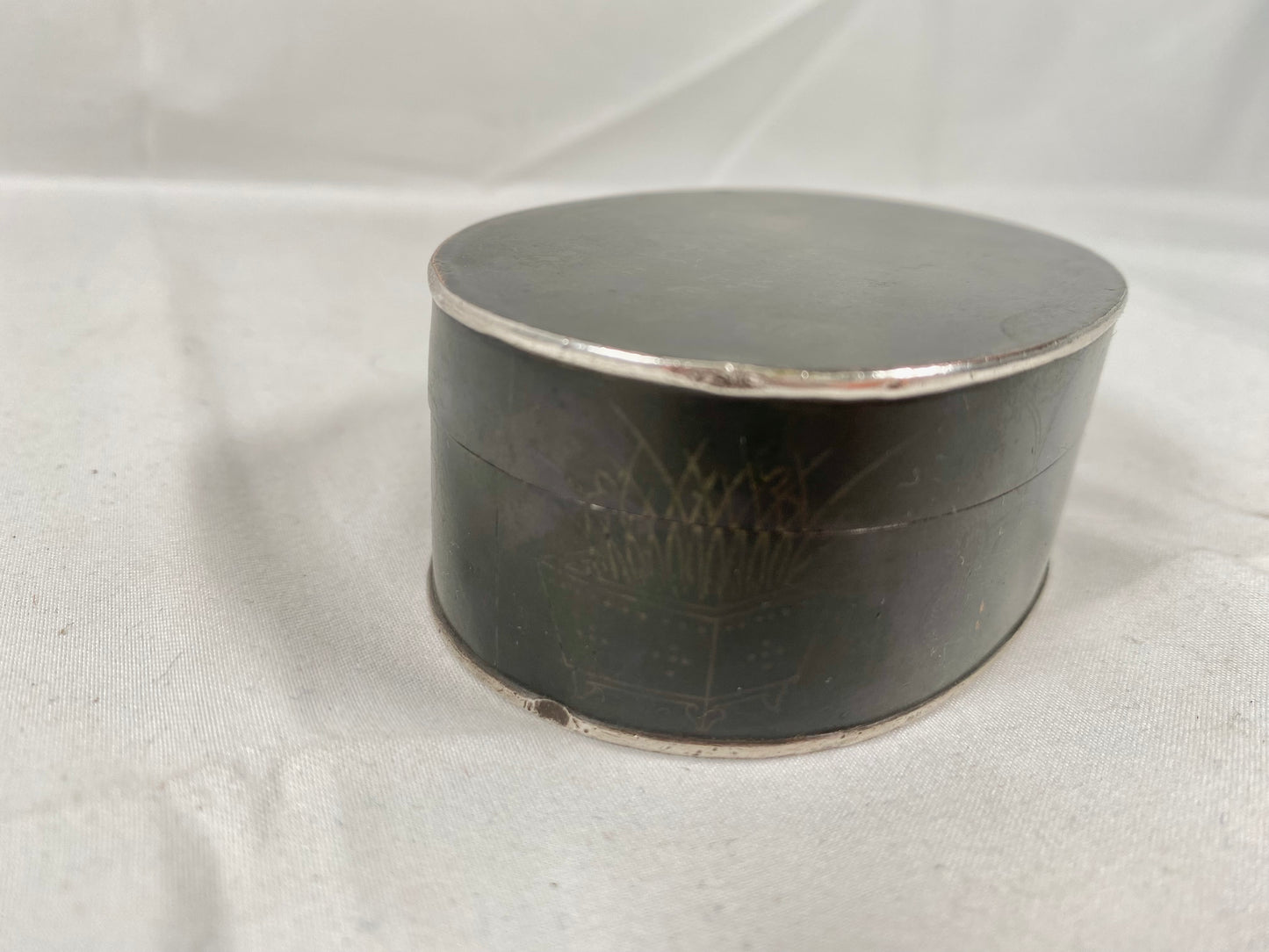 Antique, Rare & Historically Significant Late Qing Copper w Silver Inlay Ink Box, Inscription by Linshui County Magistrate Yuan Jiadun