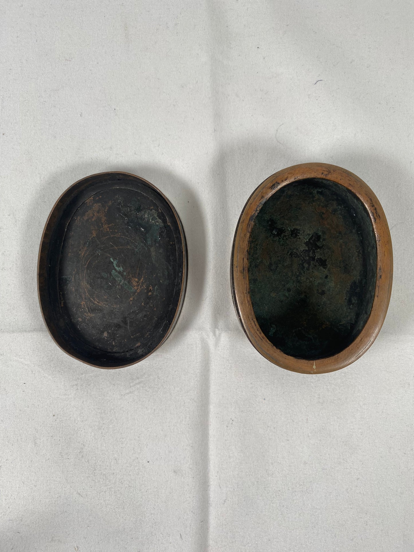 Antique, Rare & Historically Significant Late Qing Copper w Silver Inlay Ink Box, Inscription by Linshui County Magistrate Yuan Jiadun