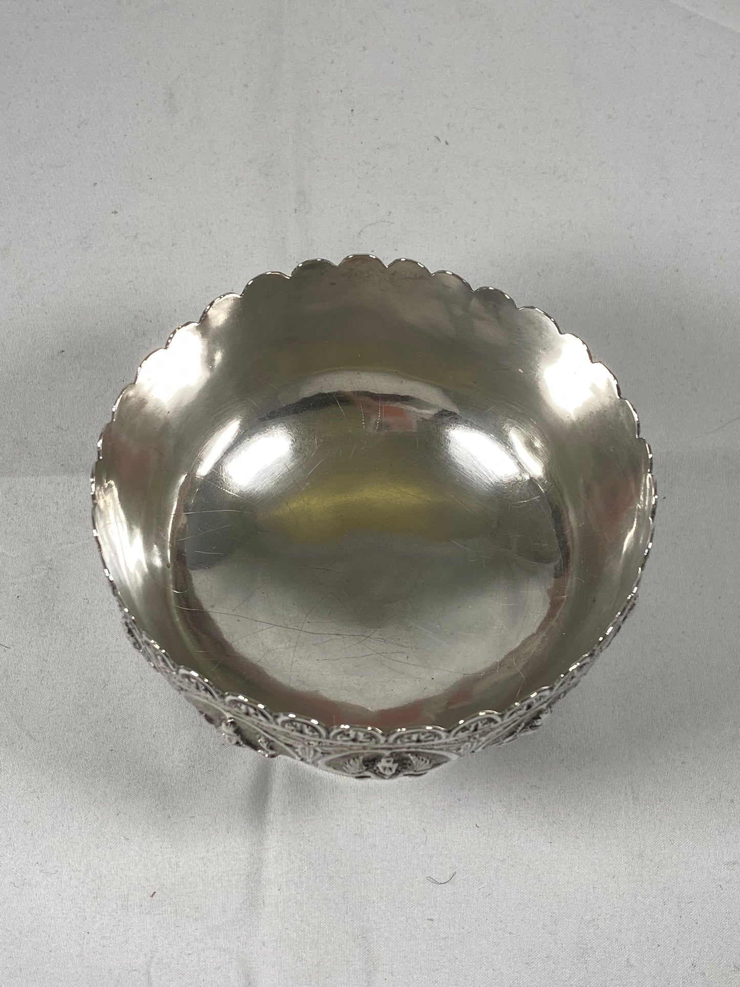 Late 19th century Anglo-Indian .800 to .900 Silver Bowl, Swami Silver