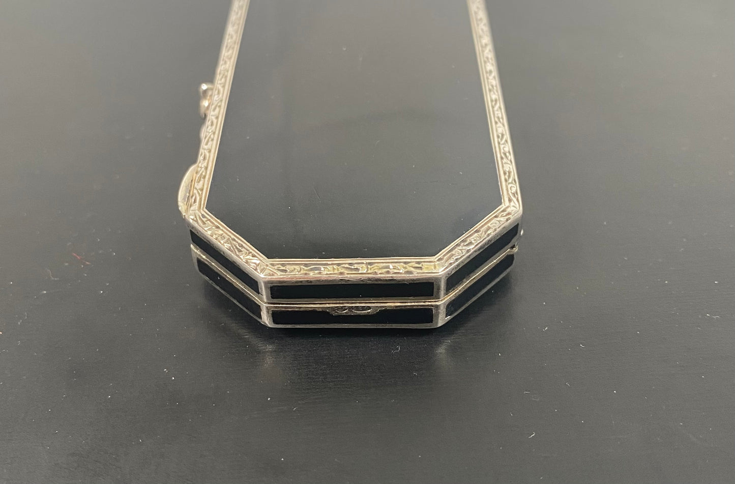 Exceptional European, Likely French Art Deco Enamel and Sterling Silver Compact- Inlaid with Red White, Black and Blue