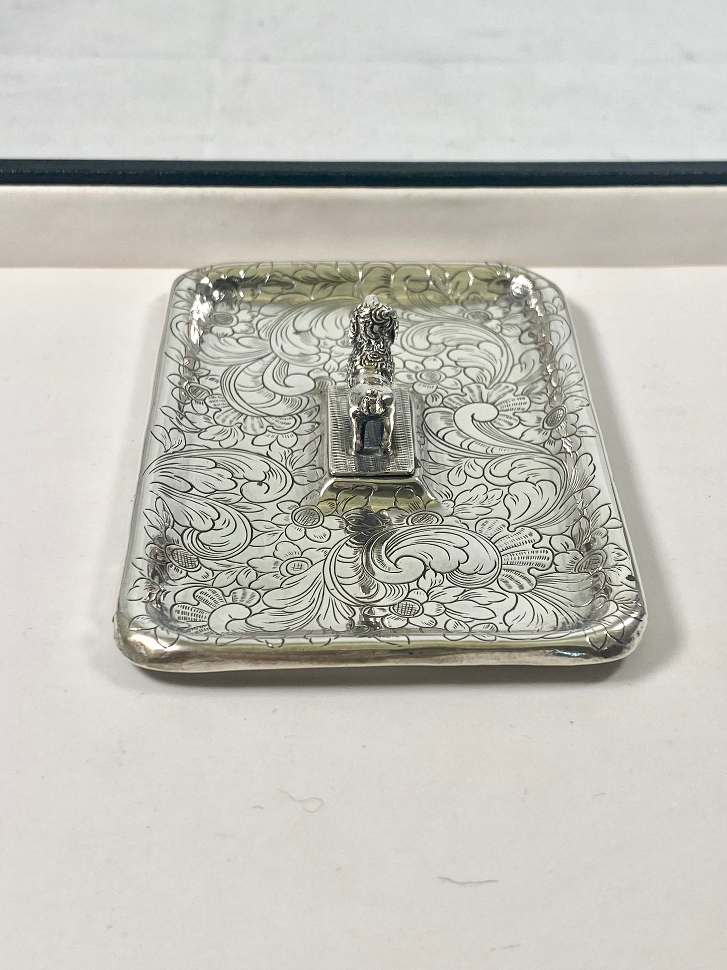 Antique Early to Mid Century Viennese .812 Silver Poodle Novelty Dish