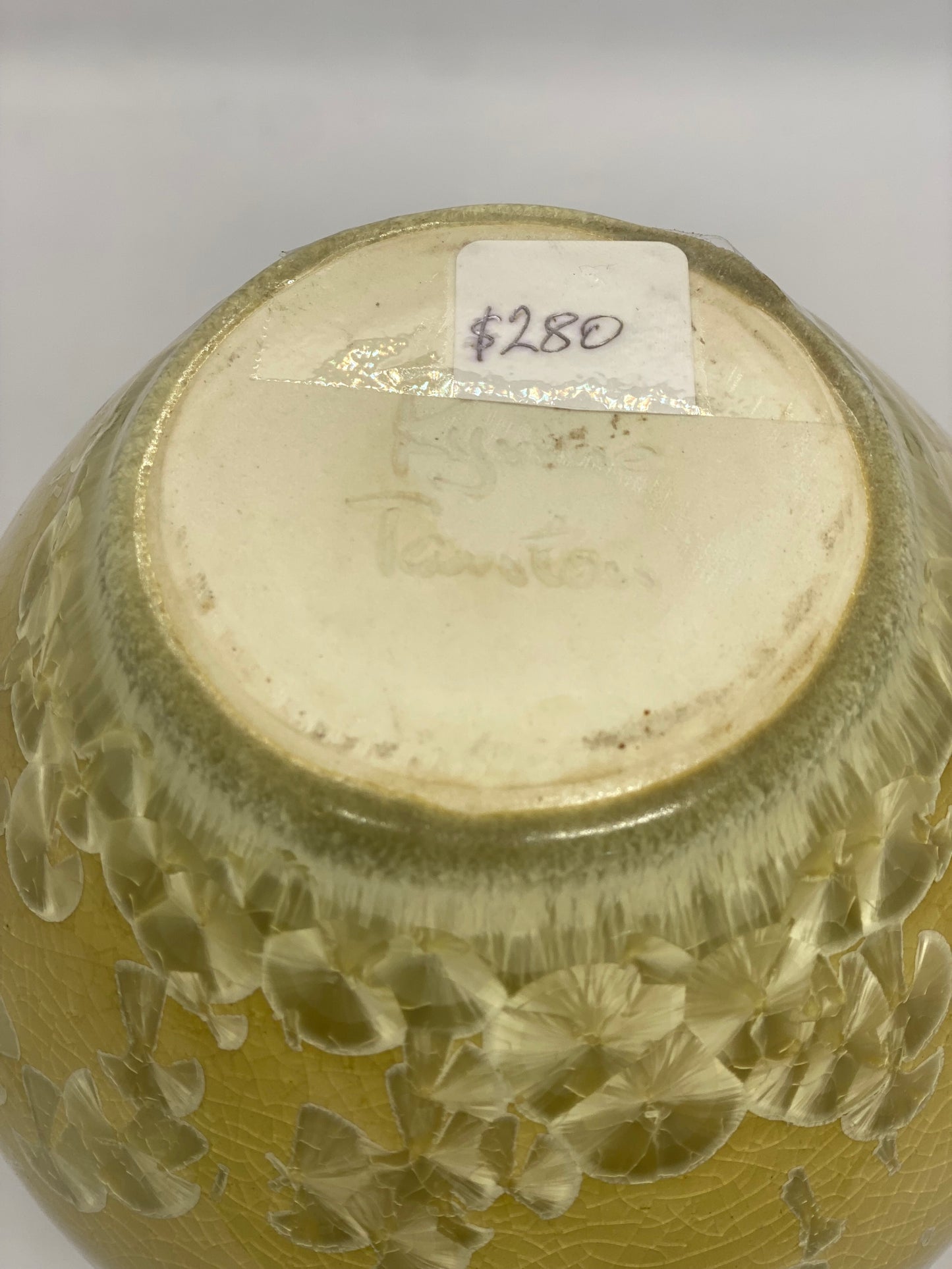 Hermosa y rara cerámica vintage australiana amarilla de mediados de siglo de Rynne Tanton