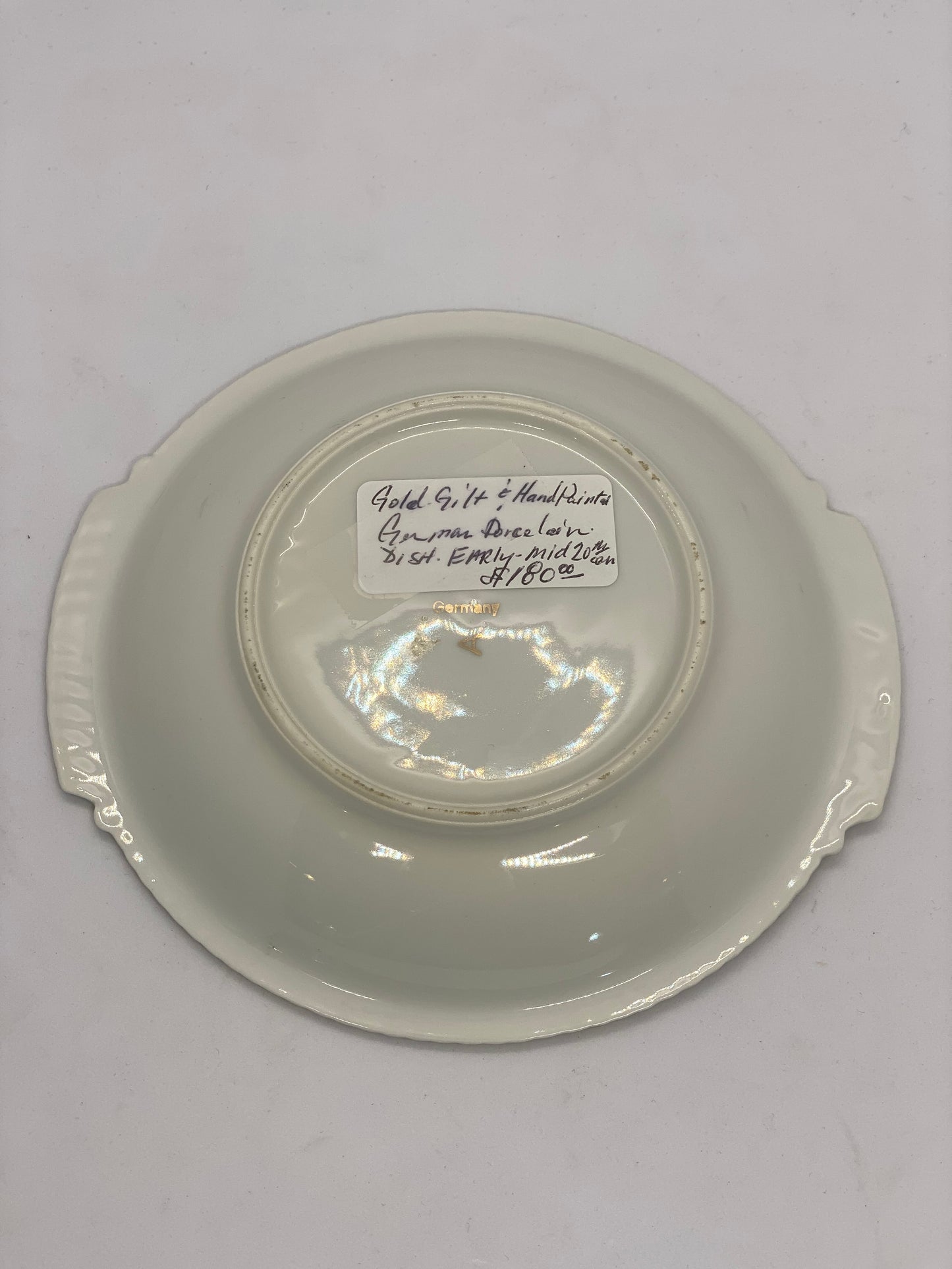 Early to mid 20th Century Gilt and Hand painted German Porcelain Dish