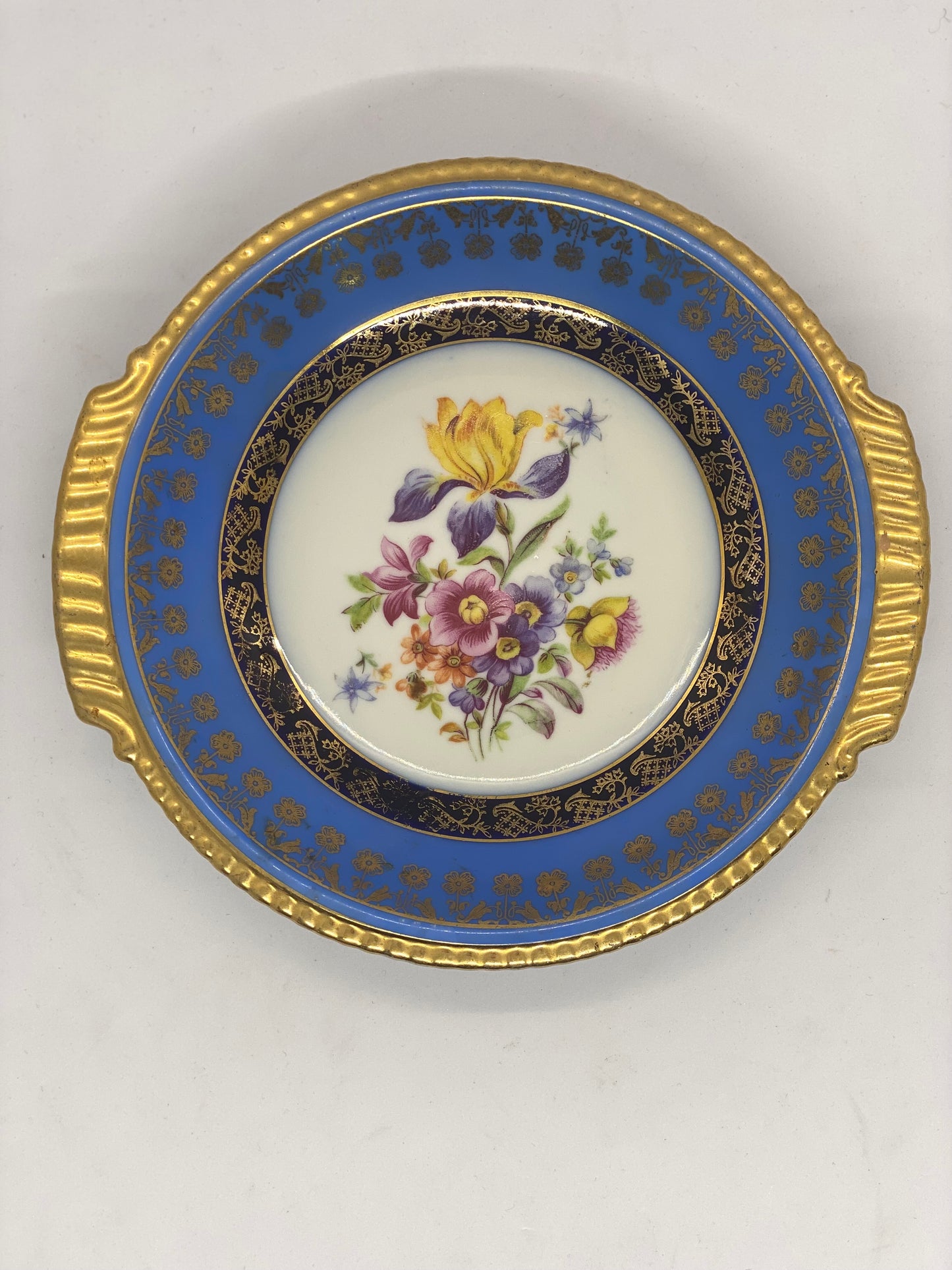 Early to mid 20th Century Gilt and Hand painted German Porcelain Dish