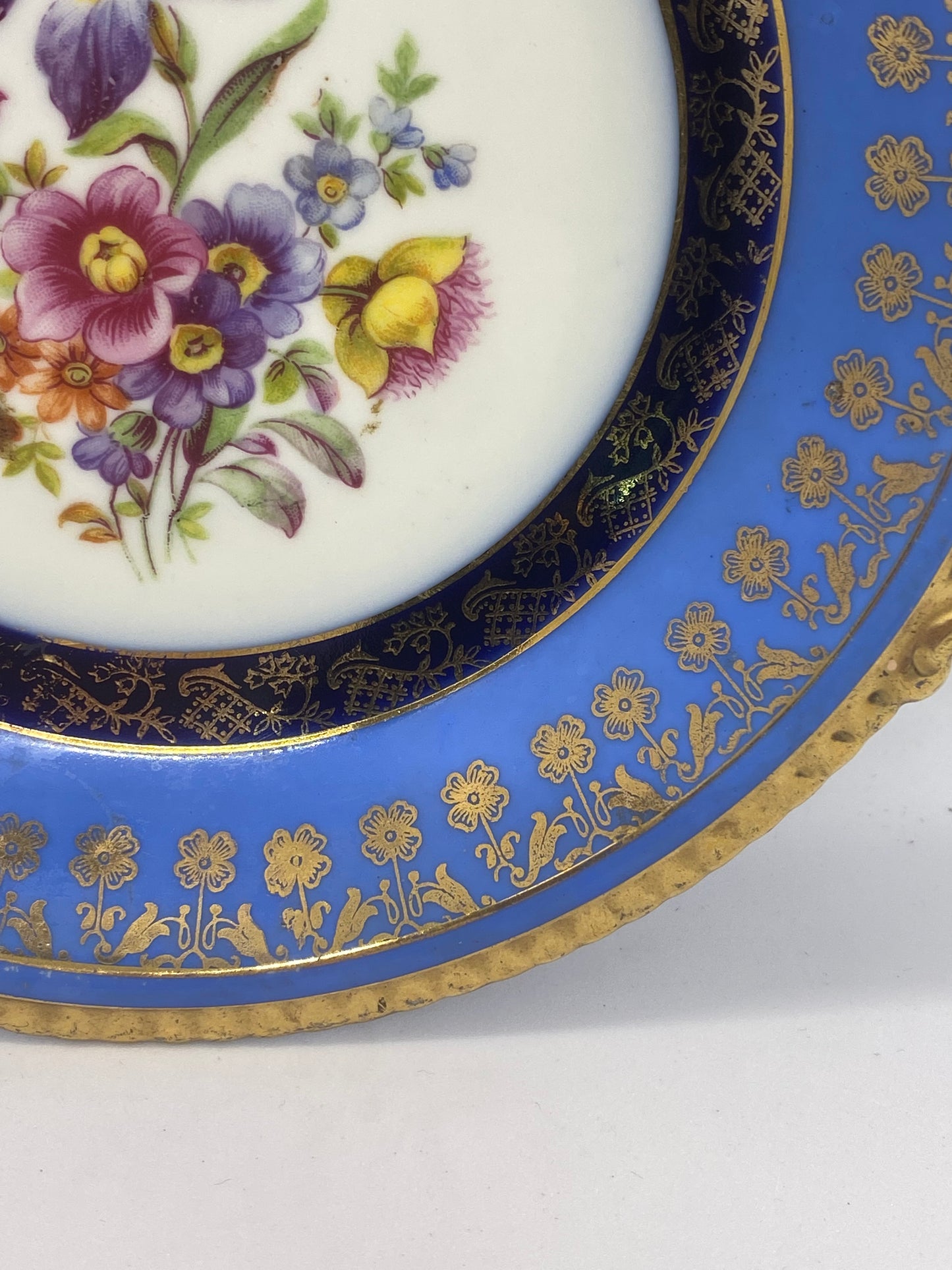 Early to mid 20th Century Gilt and Hand painted German Porcelain Dish
