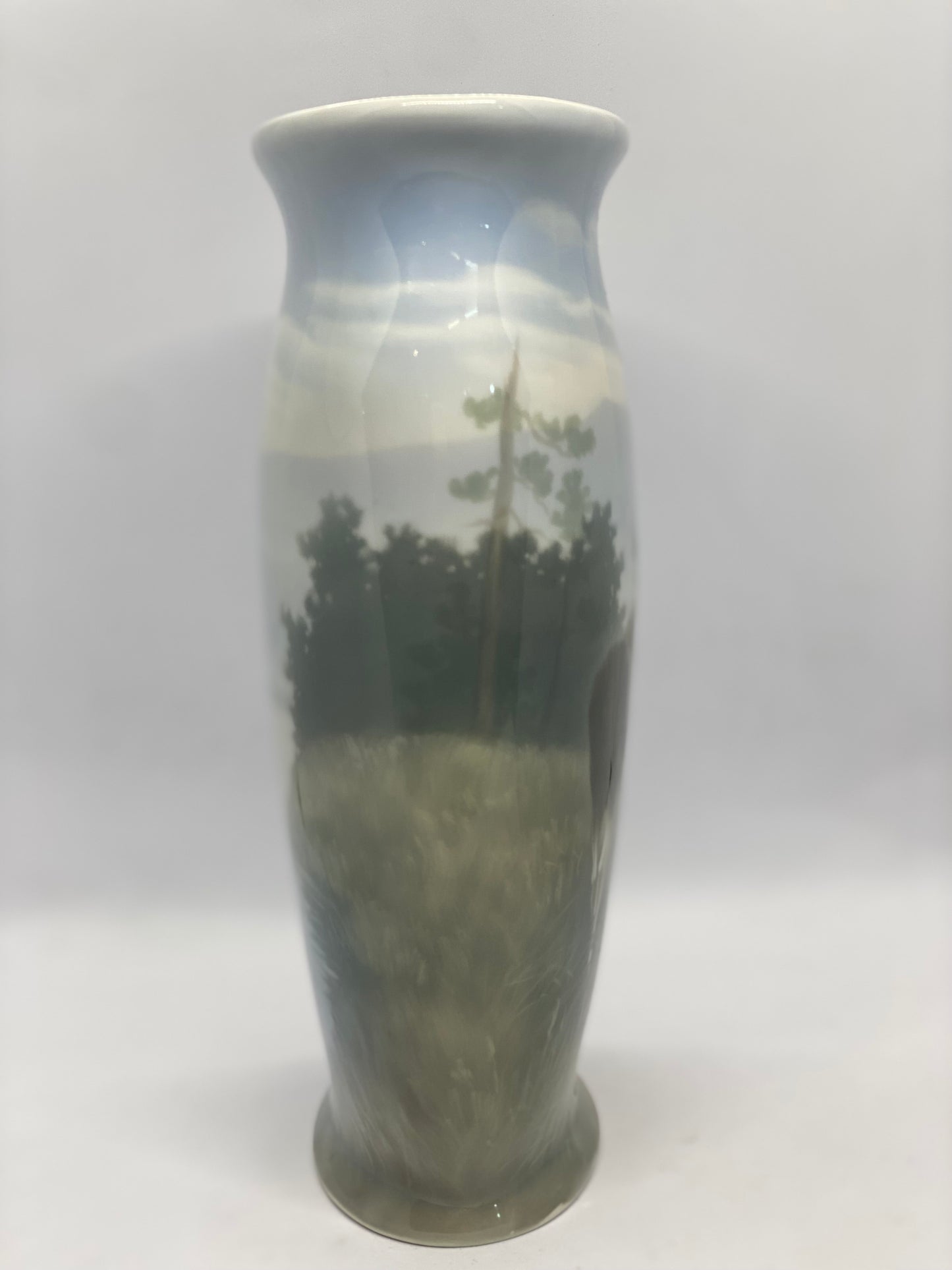 German Art Nouveau Near Antique Vase w Stag Motif