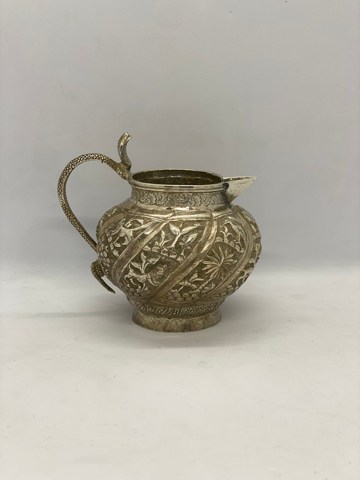 Colonial Indian Silver Cobra-handled Jug circa 1860 - 1900