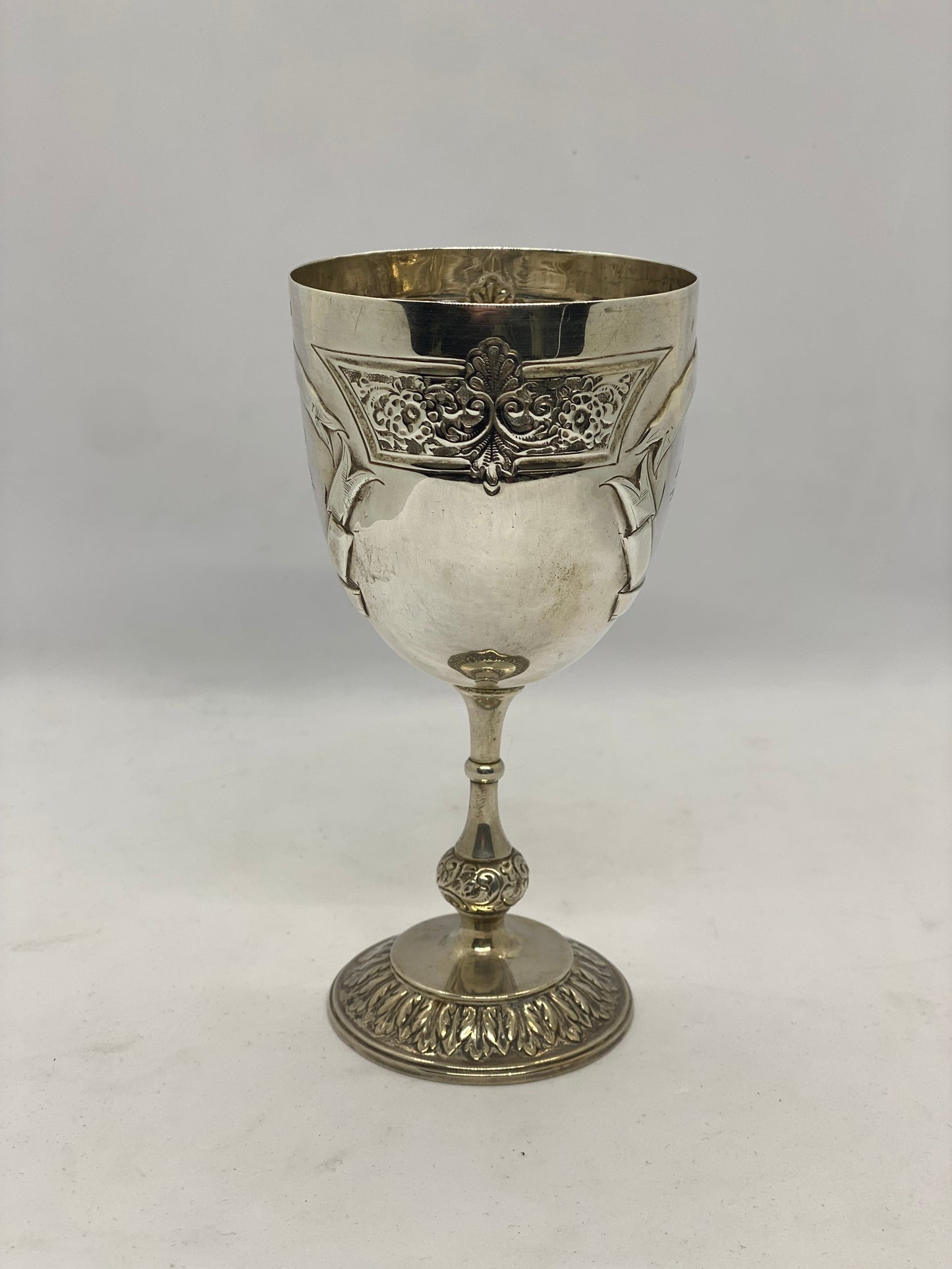 Sterling silver goblet with Tudor Rose and Lion