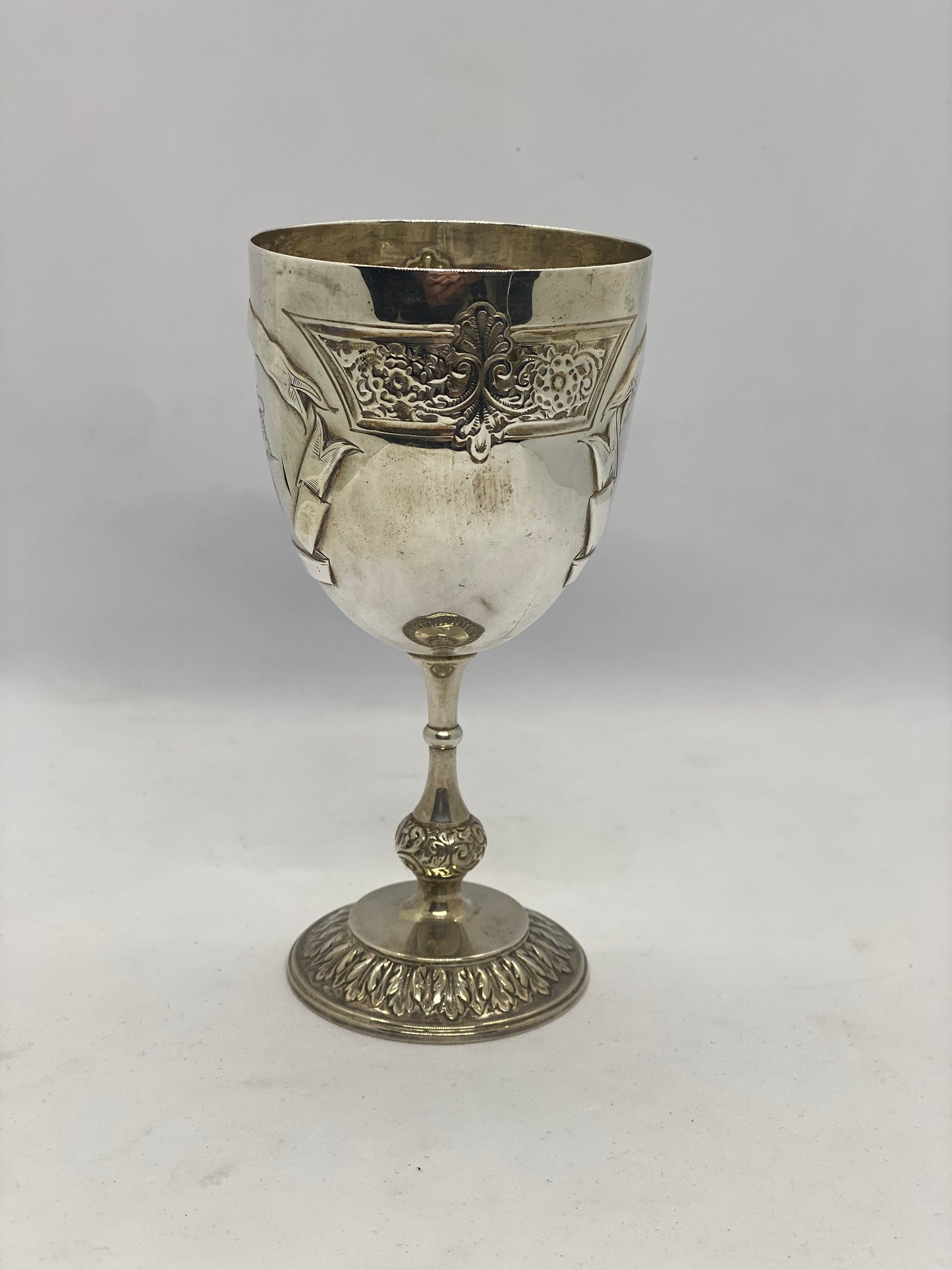 Sterling silver goblet with Tudor Rose and Lion