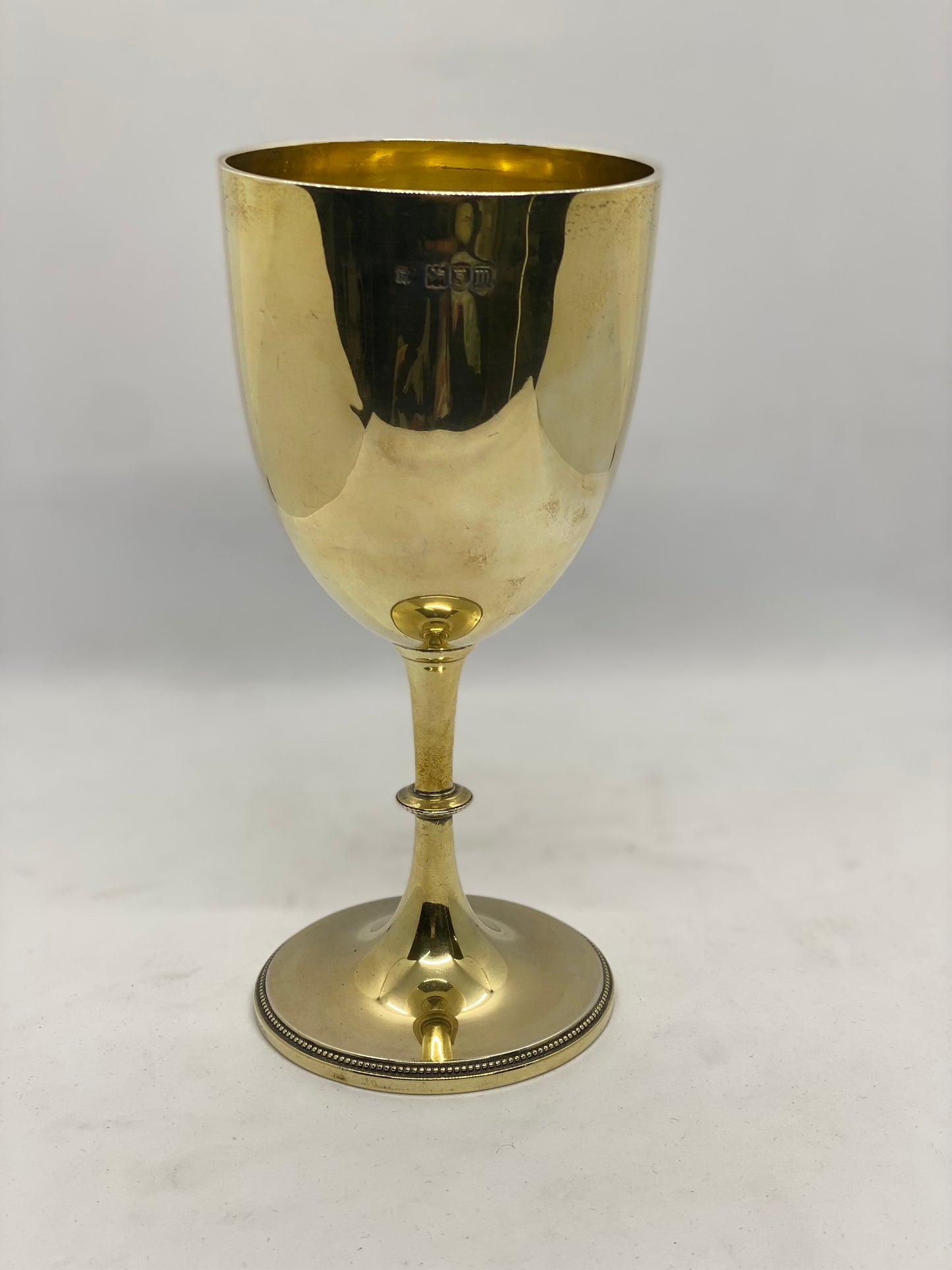 1907 年伦敦镀金纯银高脚杯