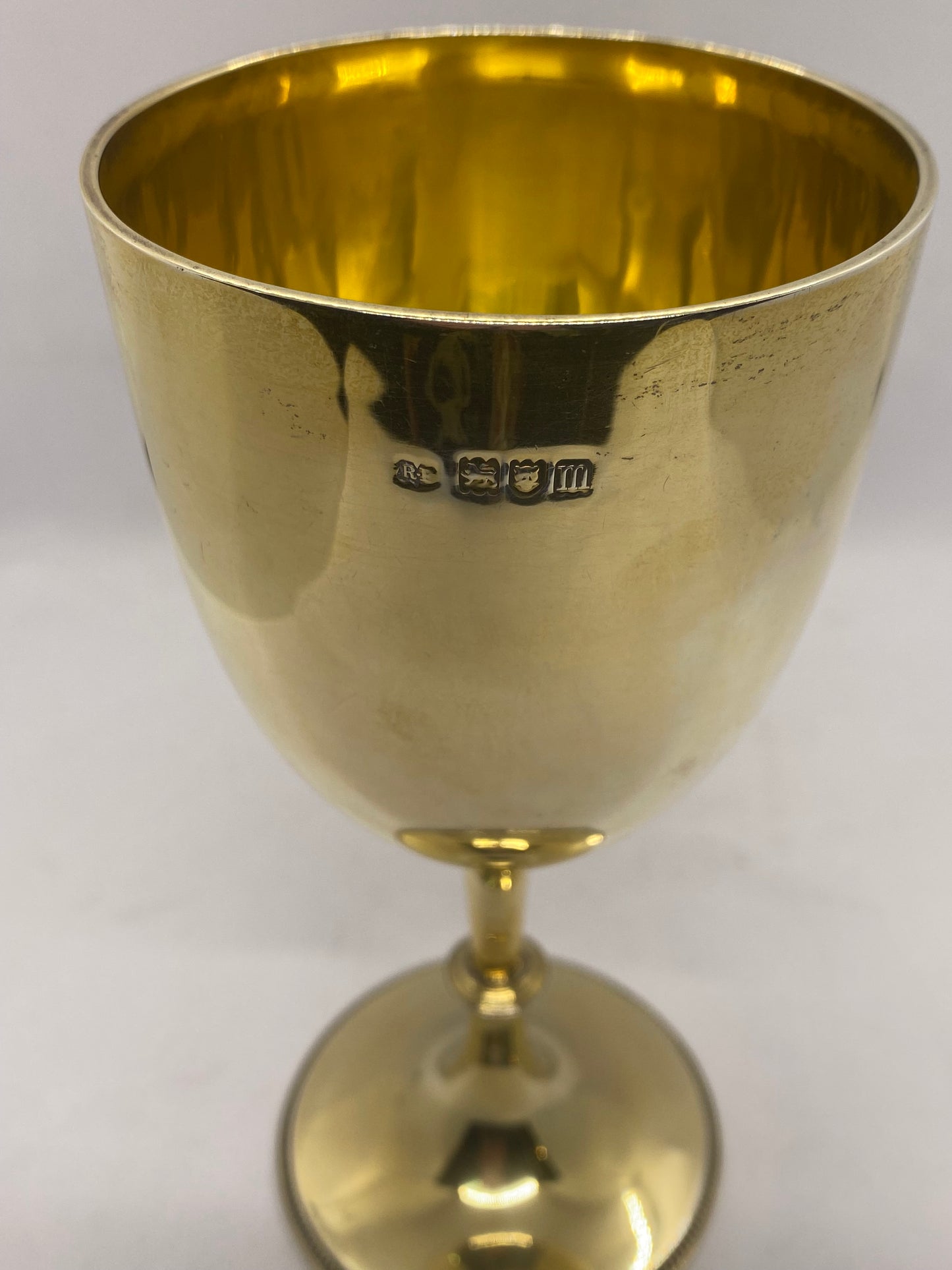 1907 年伦敦镀金纯银高脚杯