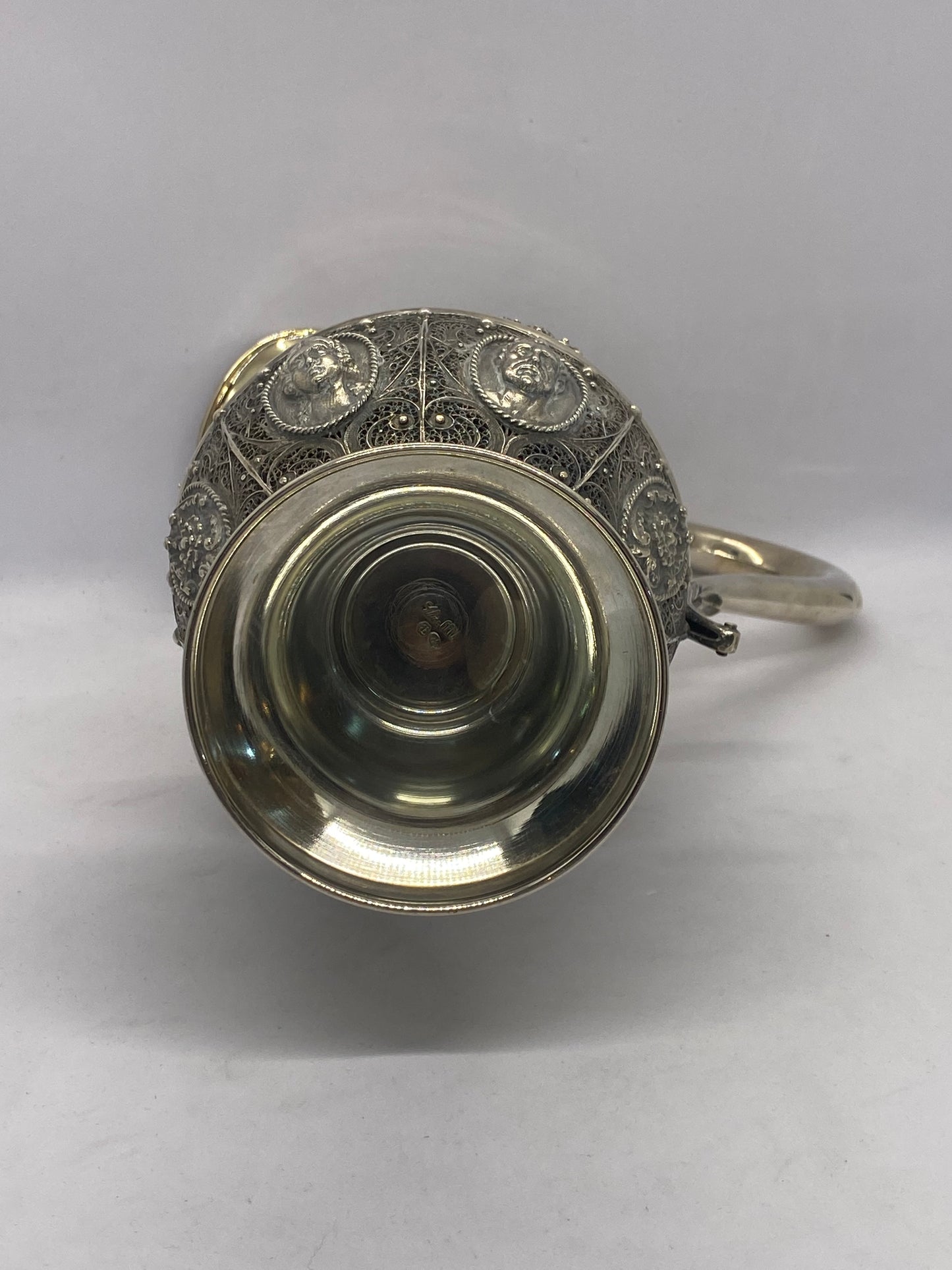 Jarra de vino o clarete de plata española vintage de Gena