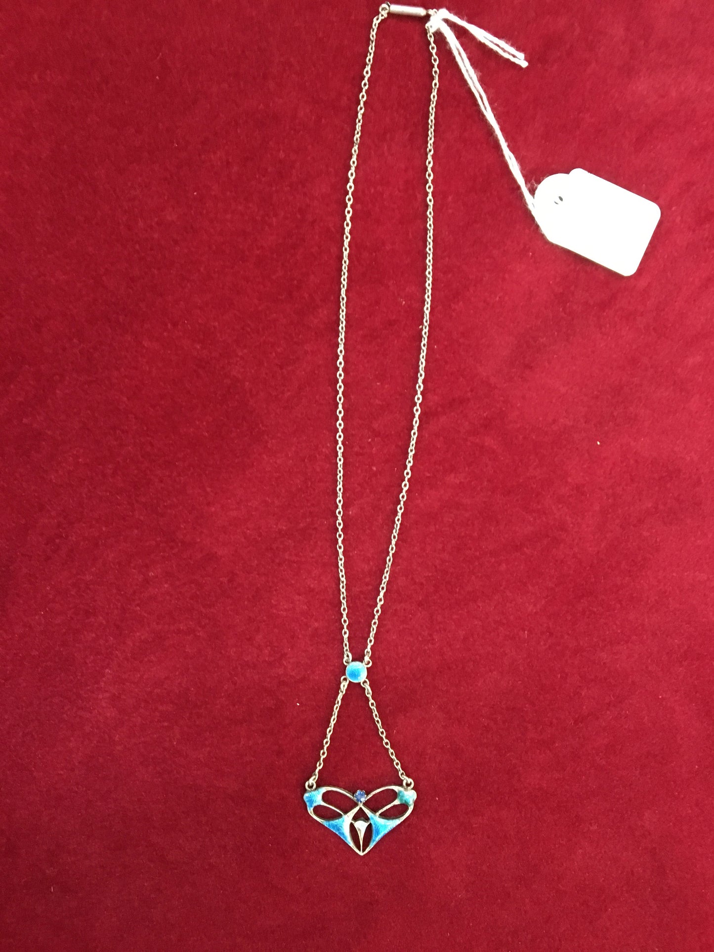 Charles Horner 设计的 Guilloche 珐琅和纯银新艺术风格项链