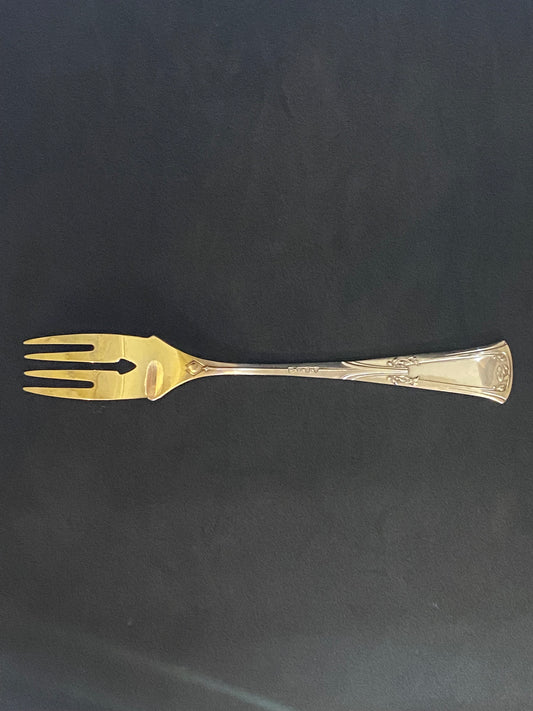 Gilt on Silver early 20th Century Fish Knife & Fork Set w Jugendstil Motifs