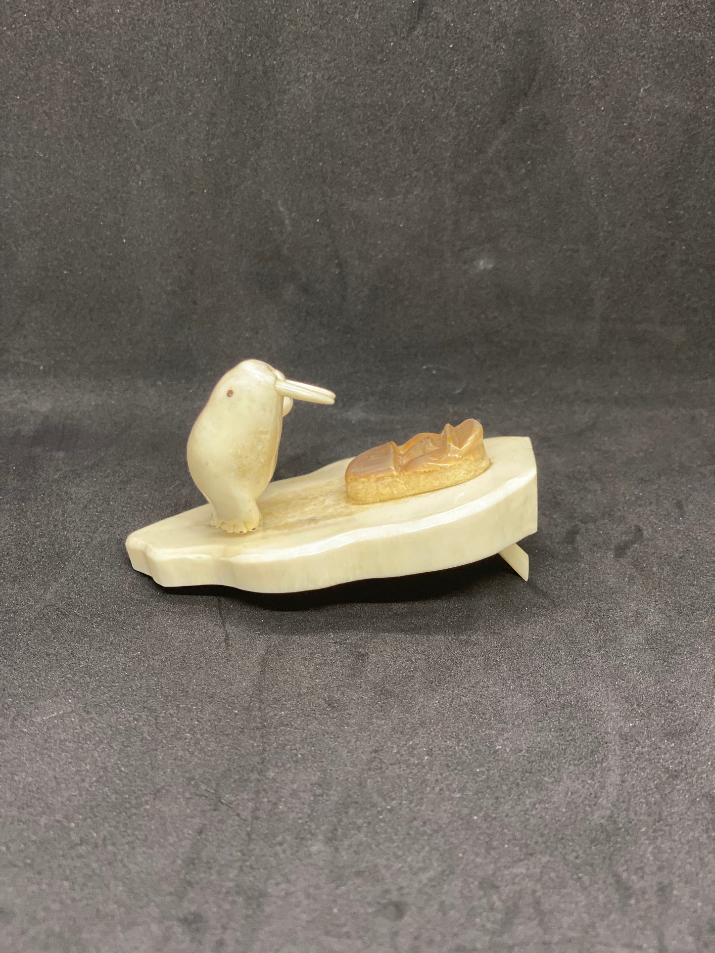 Vintage Walrus Ivory Figurine, Inuit Indigenous Art signed by Artist R B Kokuluk