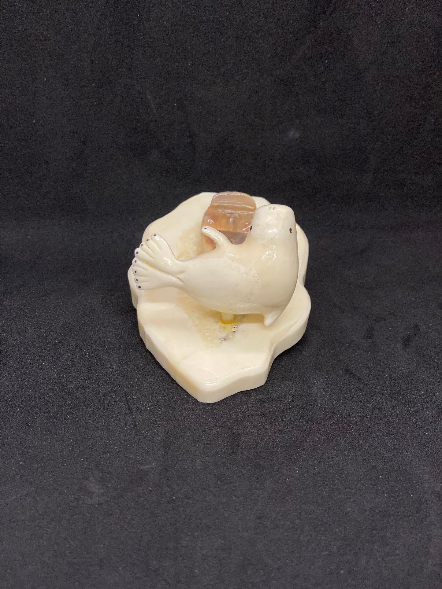Vintage Walrus Ivory Figurine, Inuit Indigenous Art signed by Artist R B Kokuluk