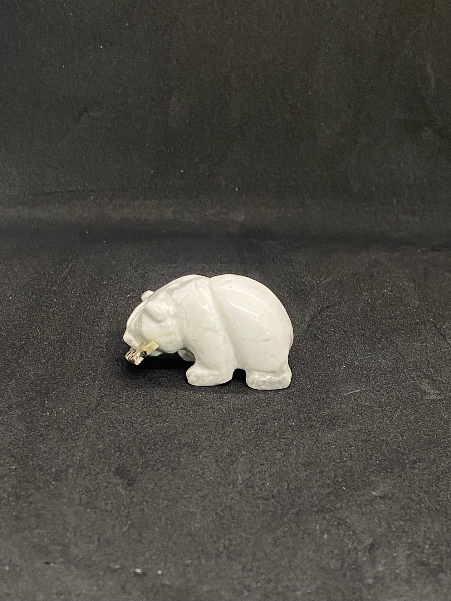 Vintage Inuit Bear Figurine, Indigenous Arctic Art, Soapstone and Jasper