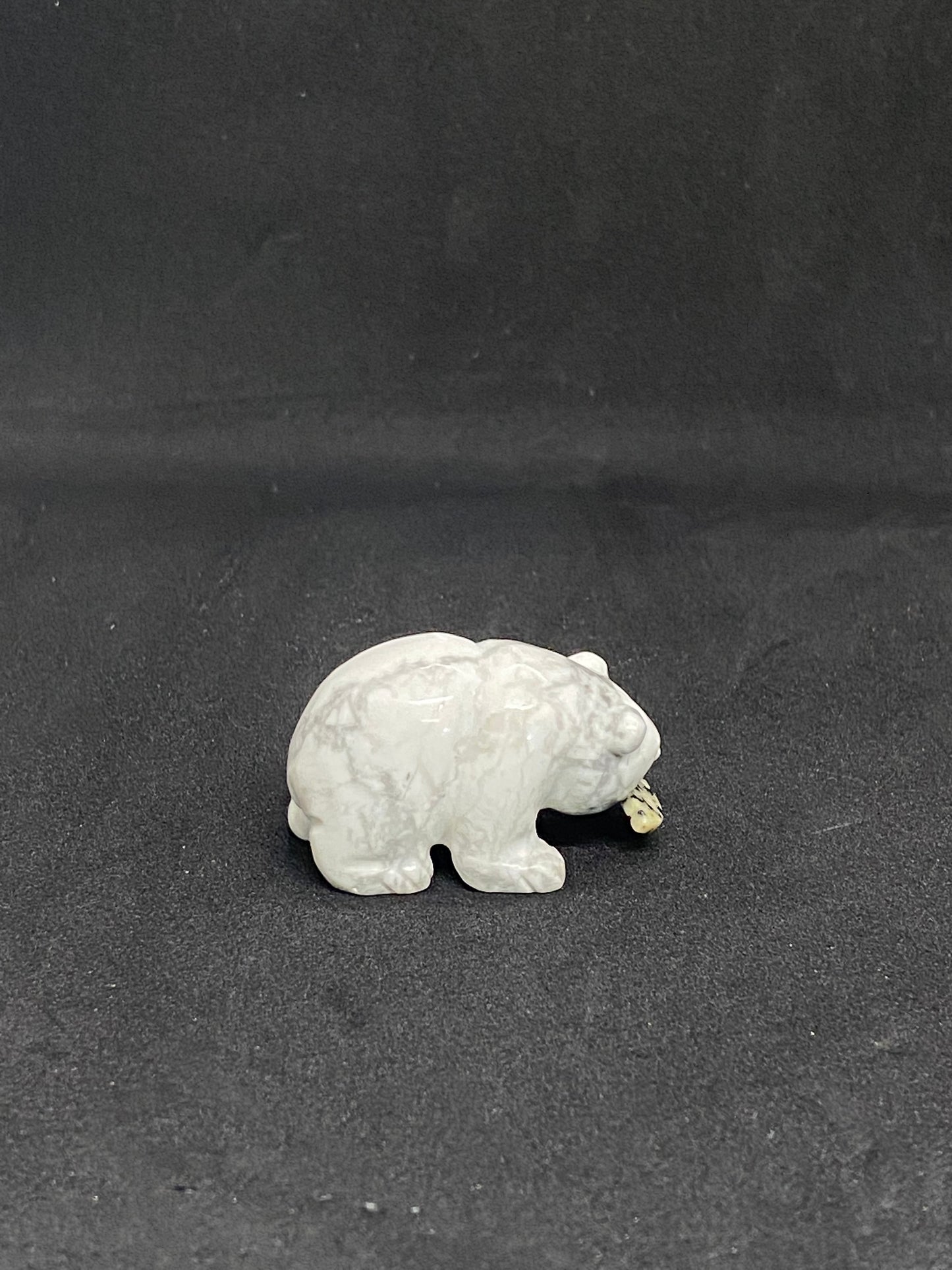 Vintage Inuit Bear Figurine, Indigenous Arctic Art, Soapstone and Jasper
