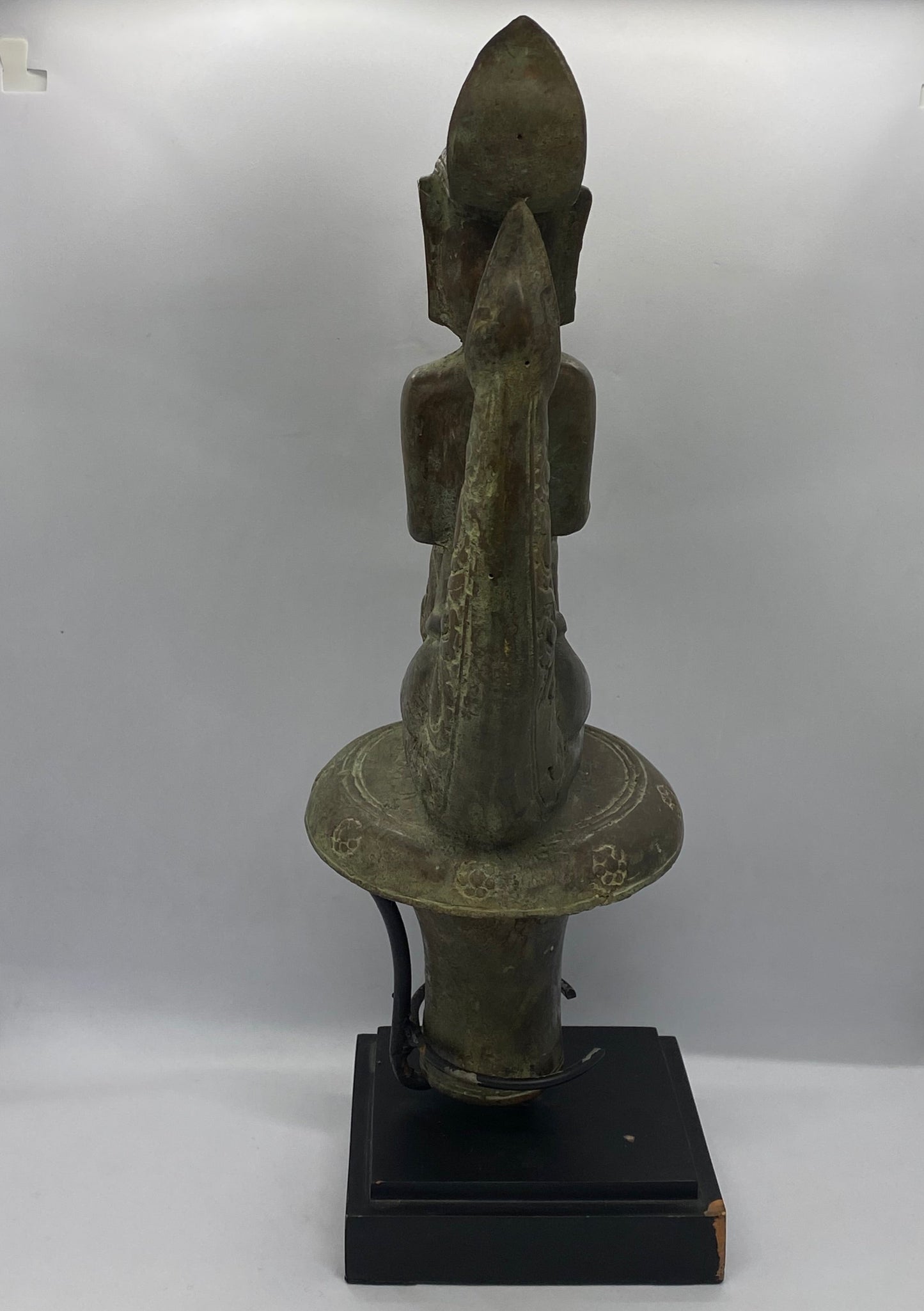 Large Indonesian Batak Bronze Stopper Depicting Rider and Singa