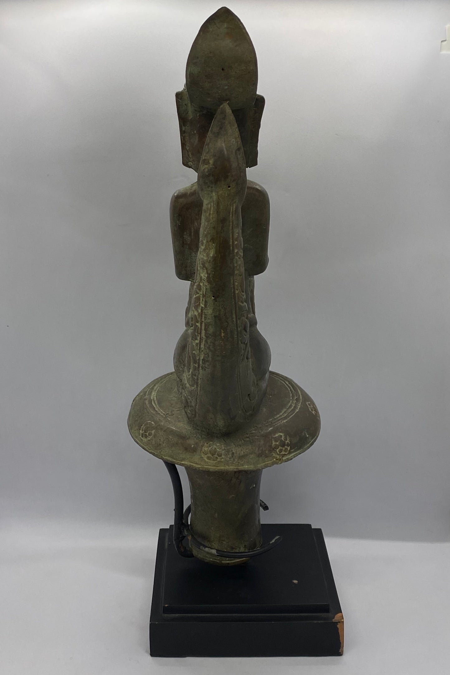 Large Indonesian Batak Bronze Stopper Depicting Rider and Singa