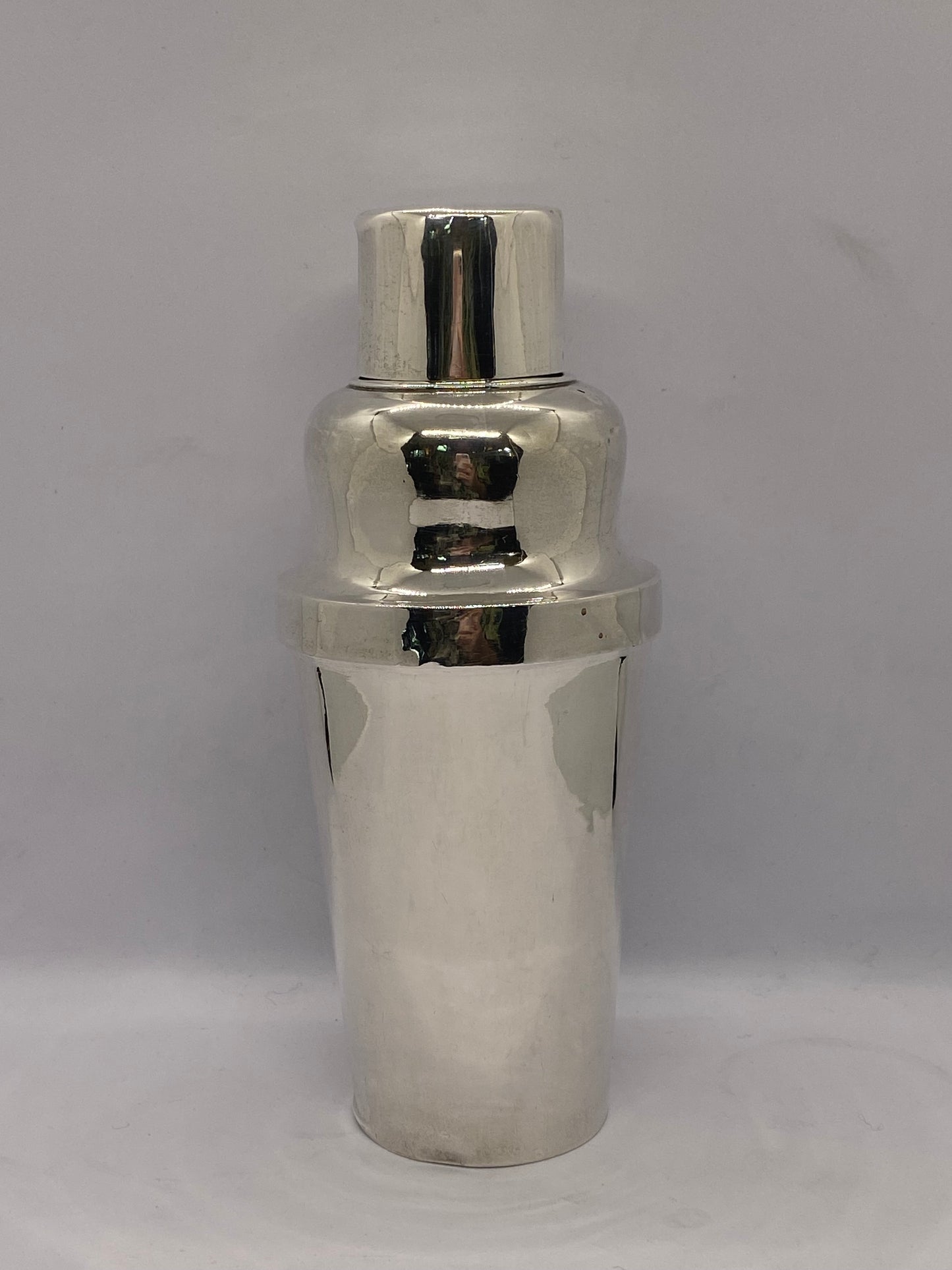 Juego de cóctel Luen Hing de plata china antigua con coctelera, 6 vasos de chupito y bandeja