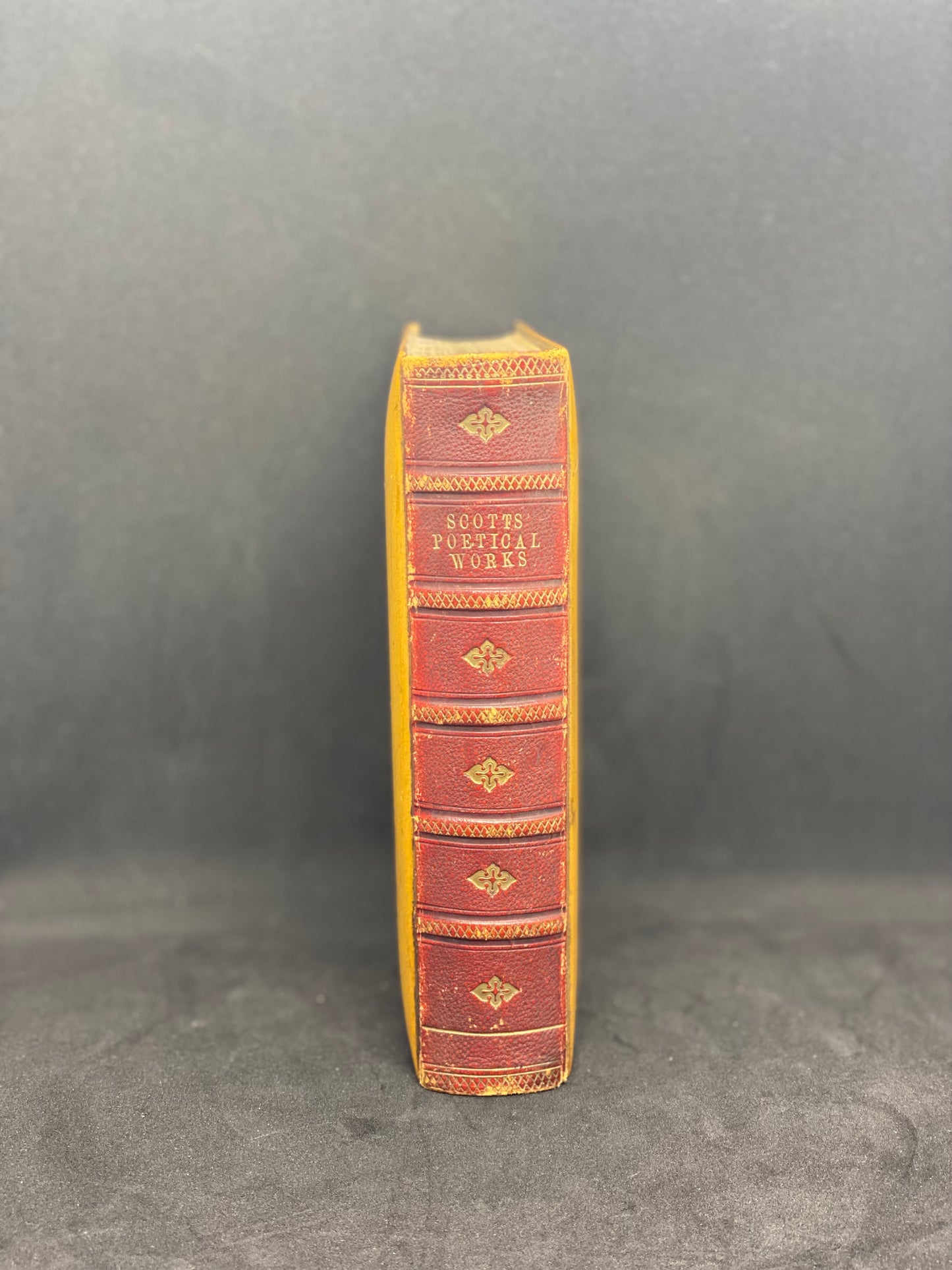 Recuerdo victoriano de las obras poéticas de Sir Walter Scott con cubiertas de cerámica de transferencia Mauchline