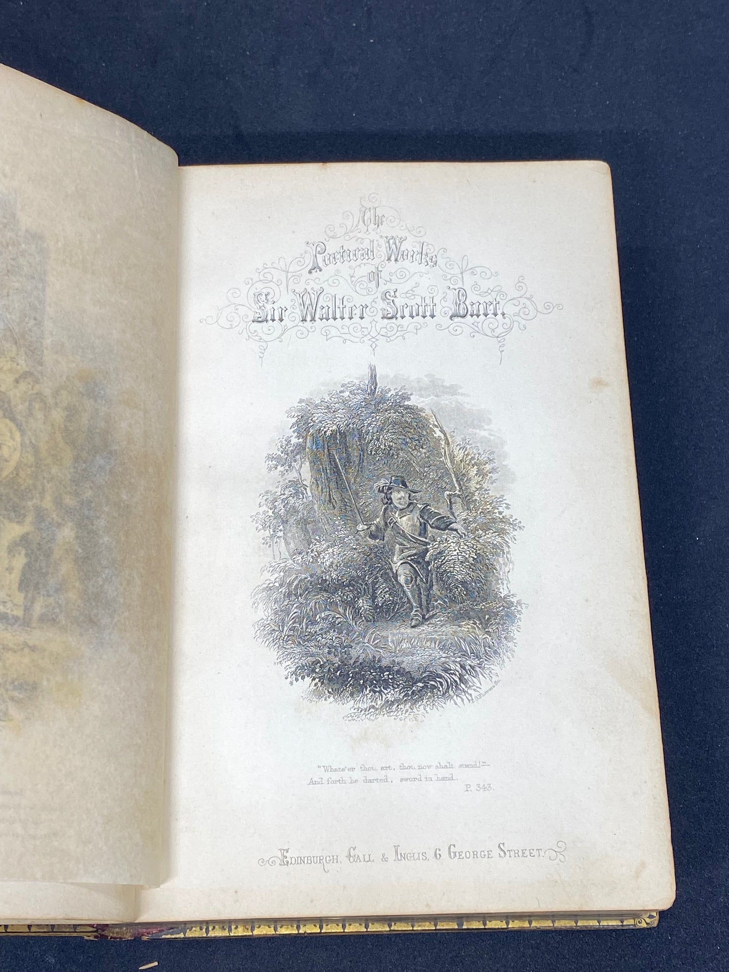 Recuerdo victoriano de las obras poéticas de Sir Walter Scott con cubiertas de cerámica de transferencia Mauchline