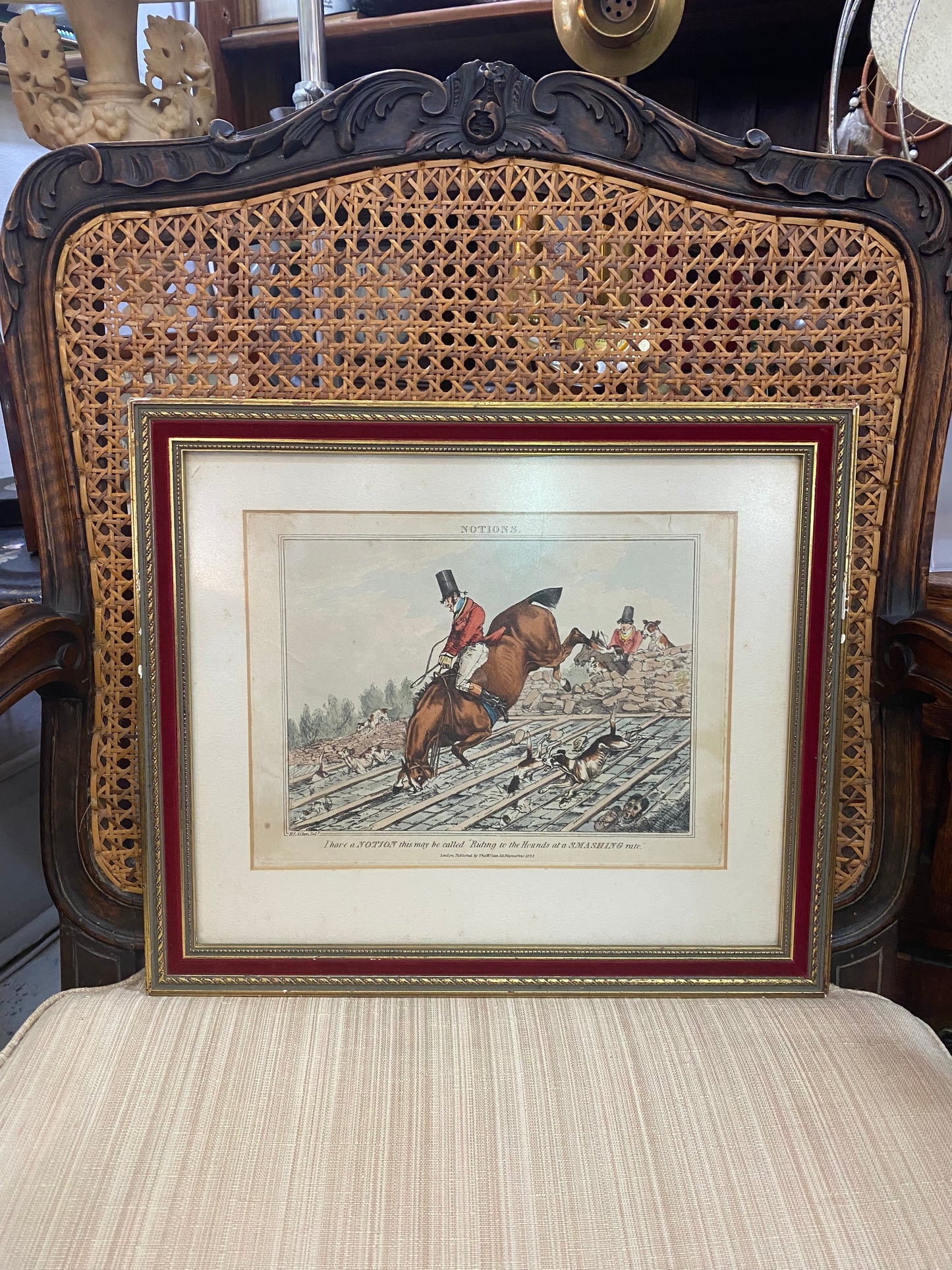 "I have a Notion... Riding to the Hounds..." Antique Engraving from the Sporting Notions series by Henry Alken, 1832