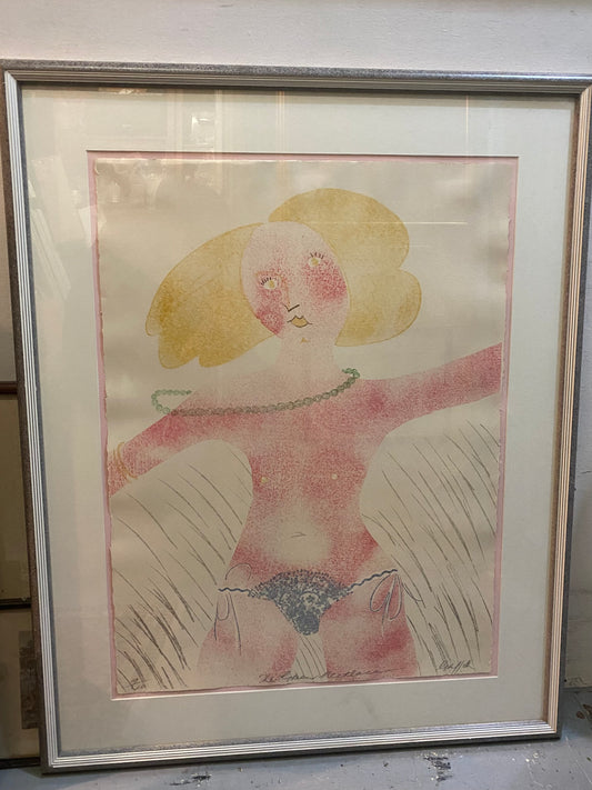 Litografía de 1978 de la artista australiana Pamela Griffith "El collar verde"