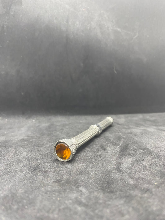 Un portaminas victoriano de plata con sello de citrino en la parte superior