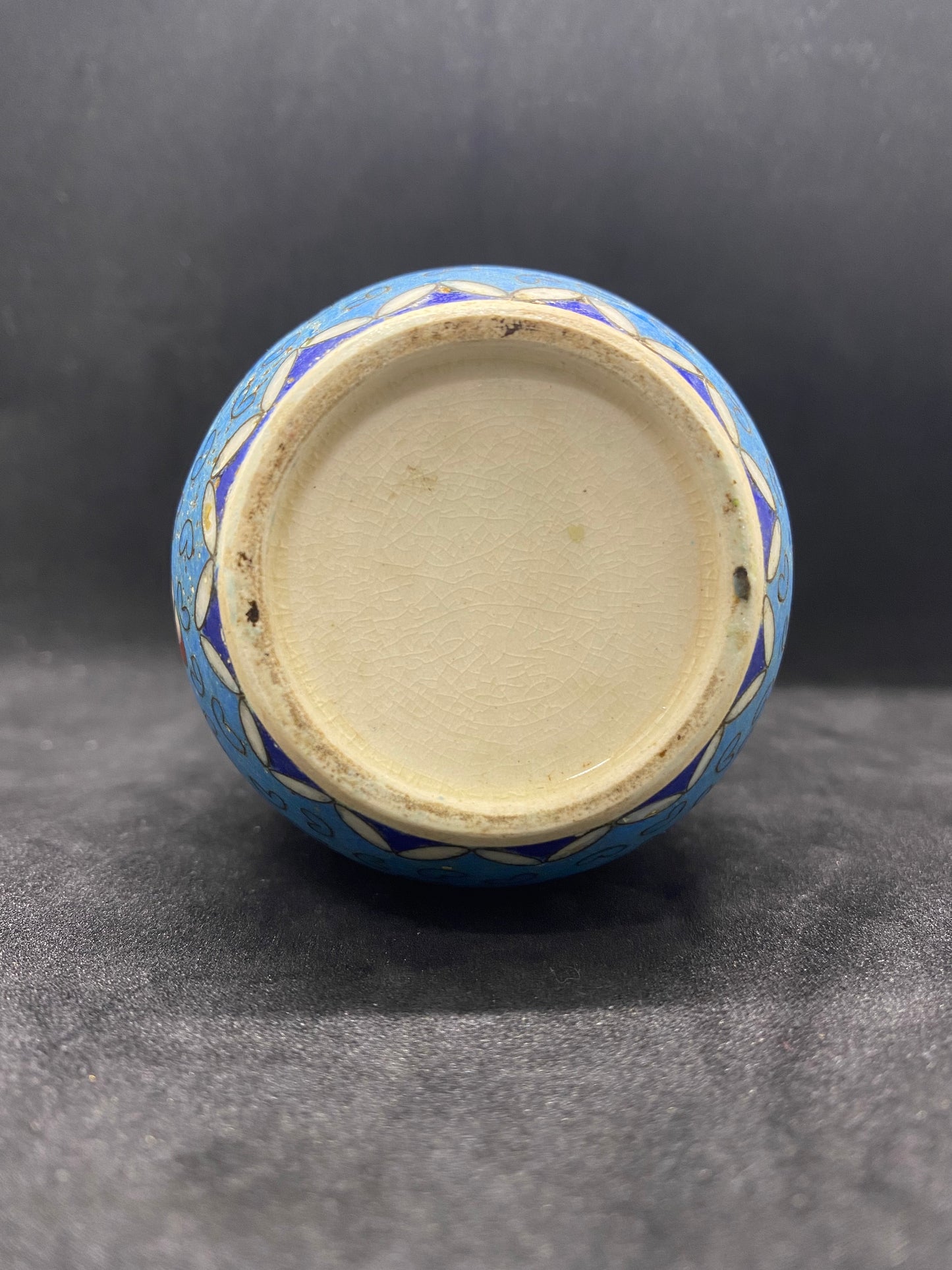 Rare Totai Shippo Cloisonné and Satsuma Porcelain Gourd Bottle Vase, Meiji Period