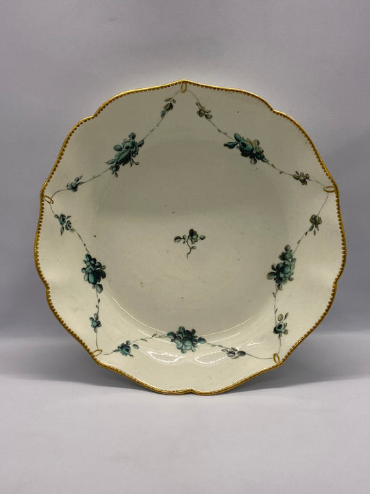 Rare Georgian Chelsea-Derby Gilt and Porcelain Serving Bowl c. 1770-83