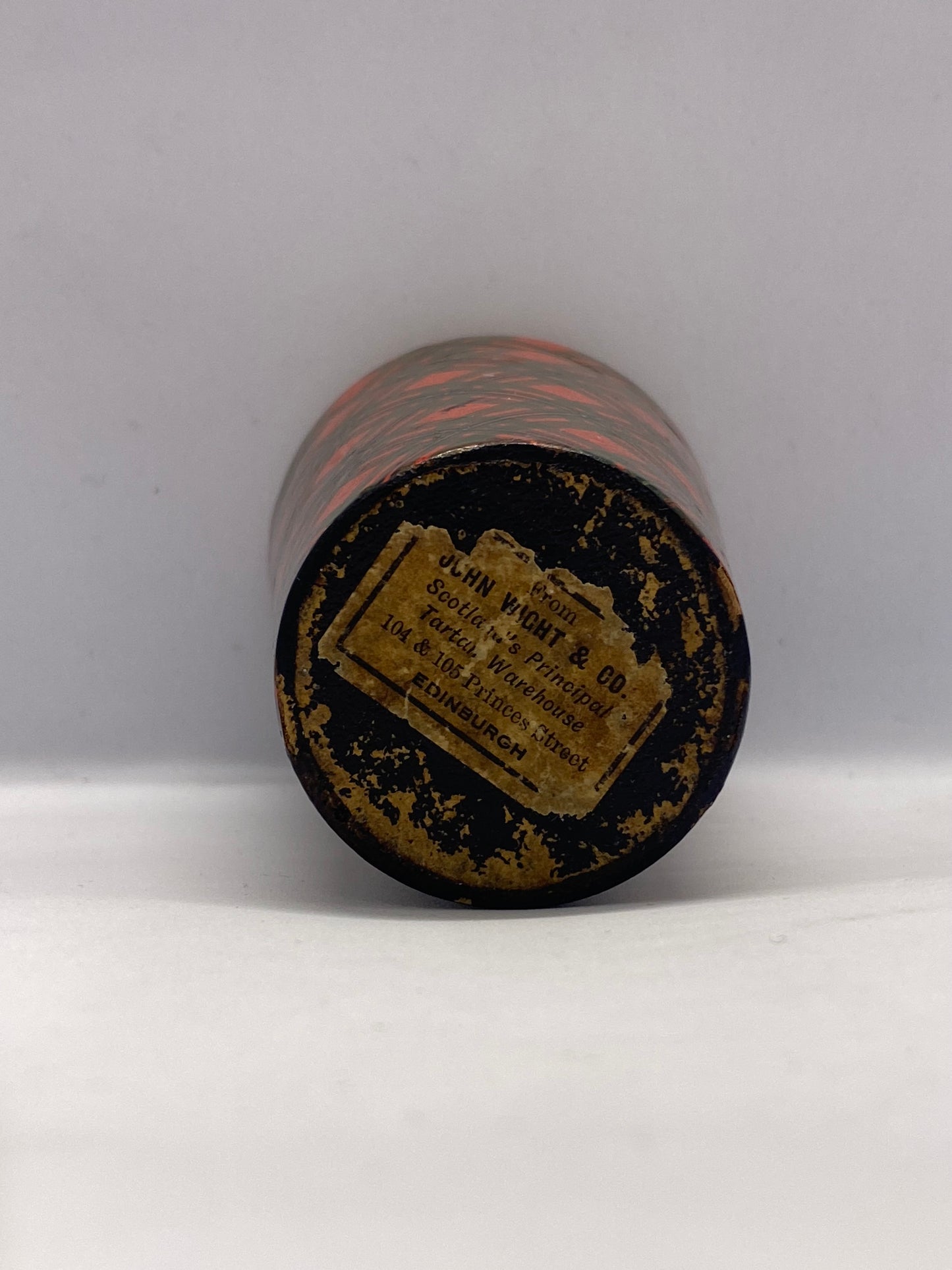 Caja de tartán victoriana del siglo XIX para vaso de whisky