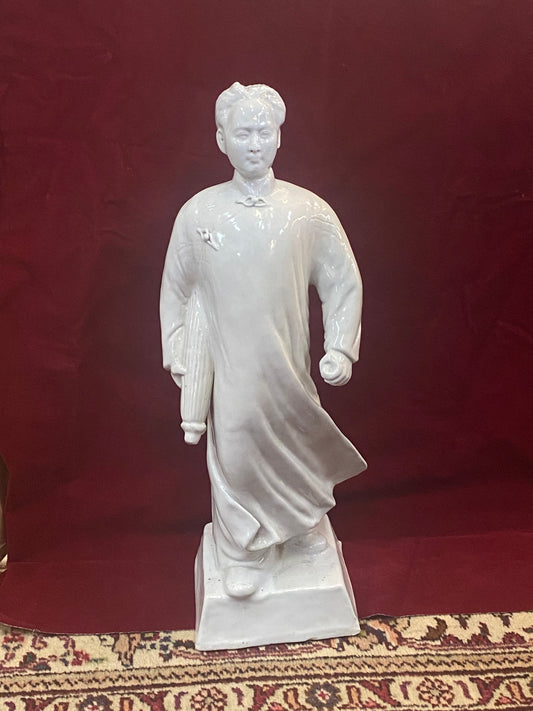 1960s Cultural Revolution Era Dehua or Blanc de Chine Young Mao Statue